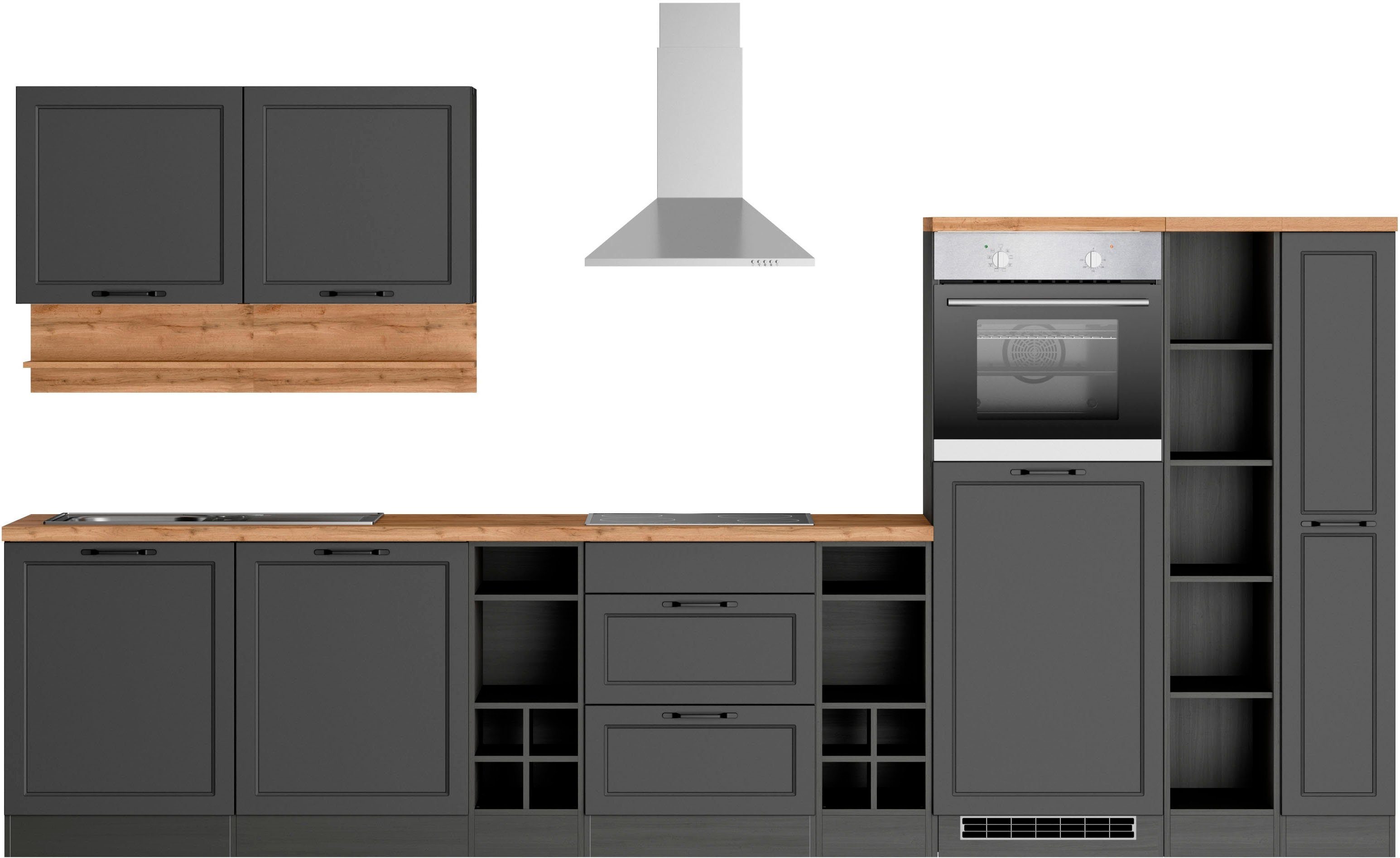 KOCHSTATION Küchenzeile KS-Lana, 360 cm breit, wahlweise mit oder ohne E-Geräte