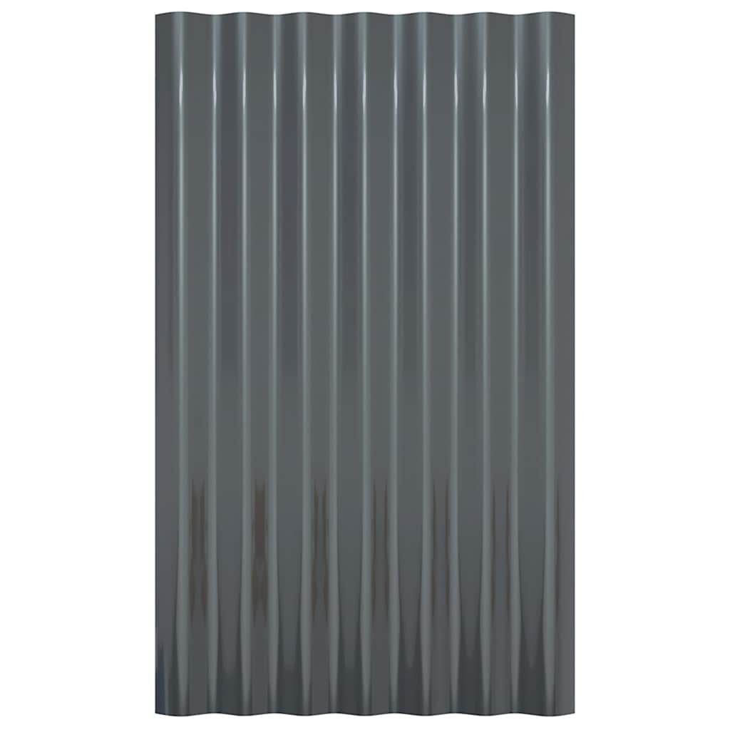 vidaXL Deckenplatten Dachpaneele 12 Stk Verzinkter Stahl Anthrazit 60x36 cm, (12-tlg)