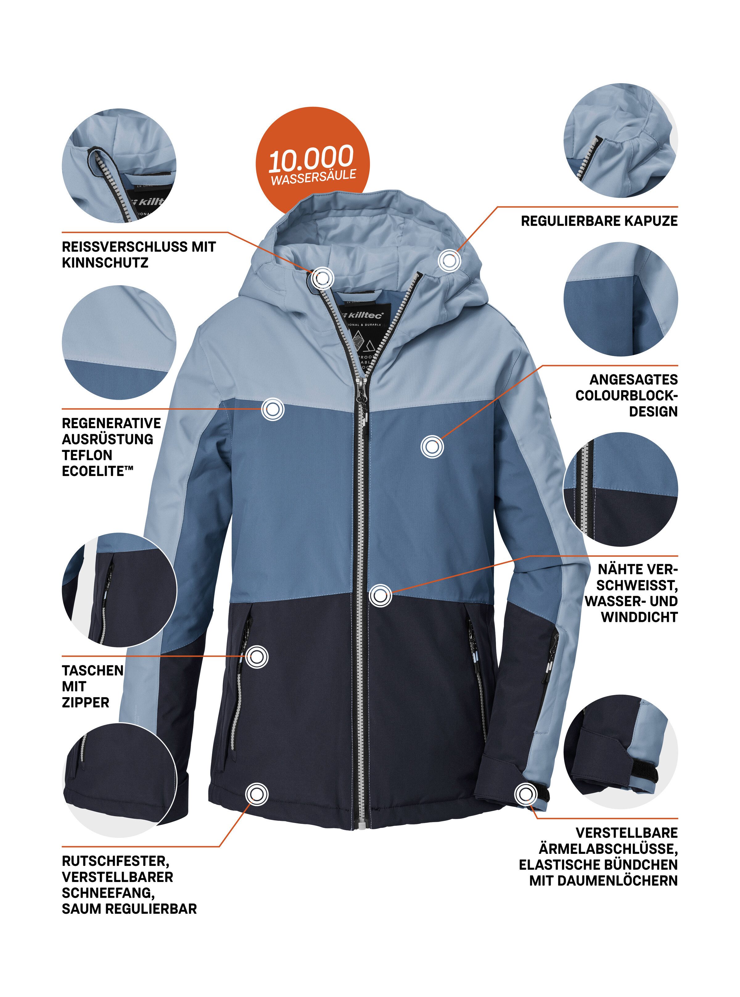 Killtec Skijacke KSW 198 GRLS SKI JCKT Wind- und wasserdichte Skijacke mit Colourblock-Design – Bild 5 von 5