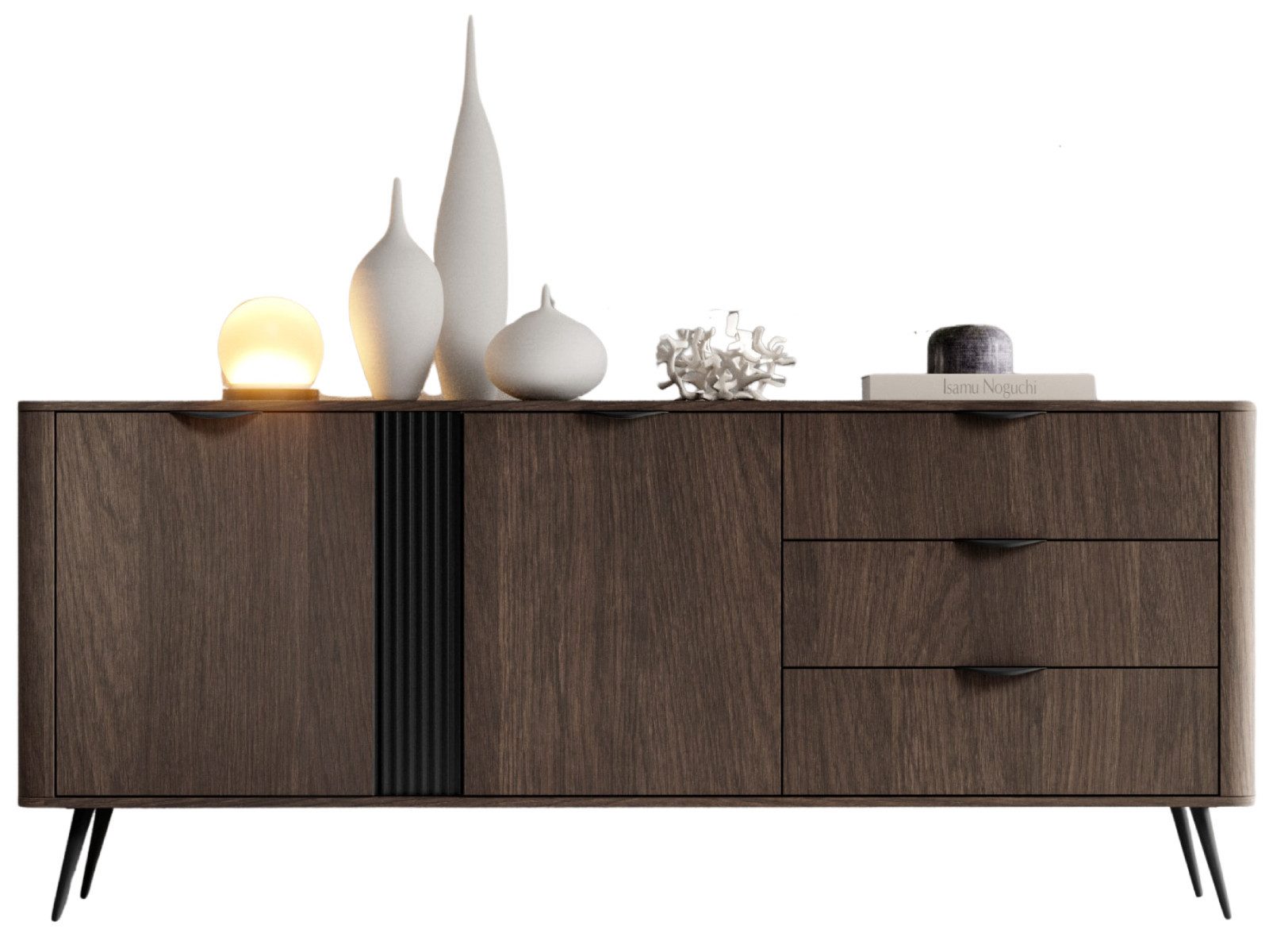 yourhouse24 Kommode Veris D Dunin Eiche/Schwarz 195,2x81x38 cm