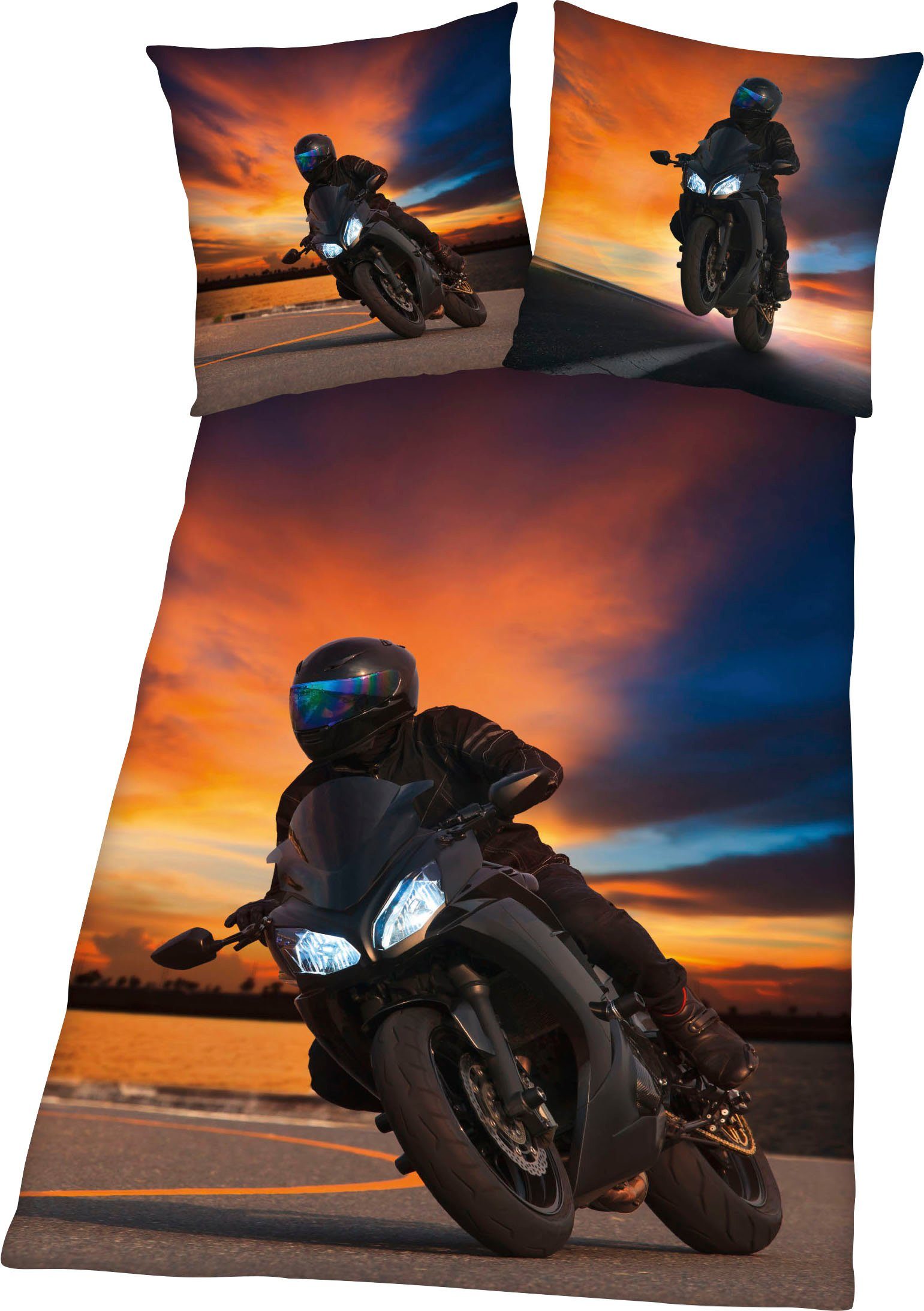 Herding Young Collection Bettwäsche Motorrad, Renforcé, mit Motorrad-Motiv