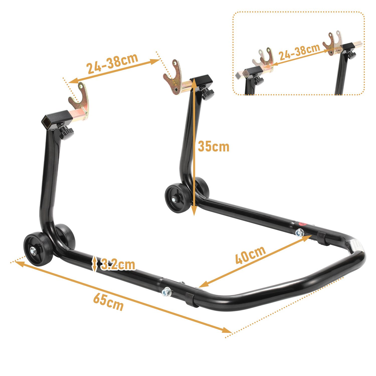 Clanmacy Motorrad-Hauptständer Motorradständer einstellbare Motorradwippe für Hinterrad, Vorderradklemme Motorrad Wippe Radwippe Motorradwippe