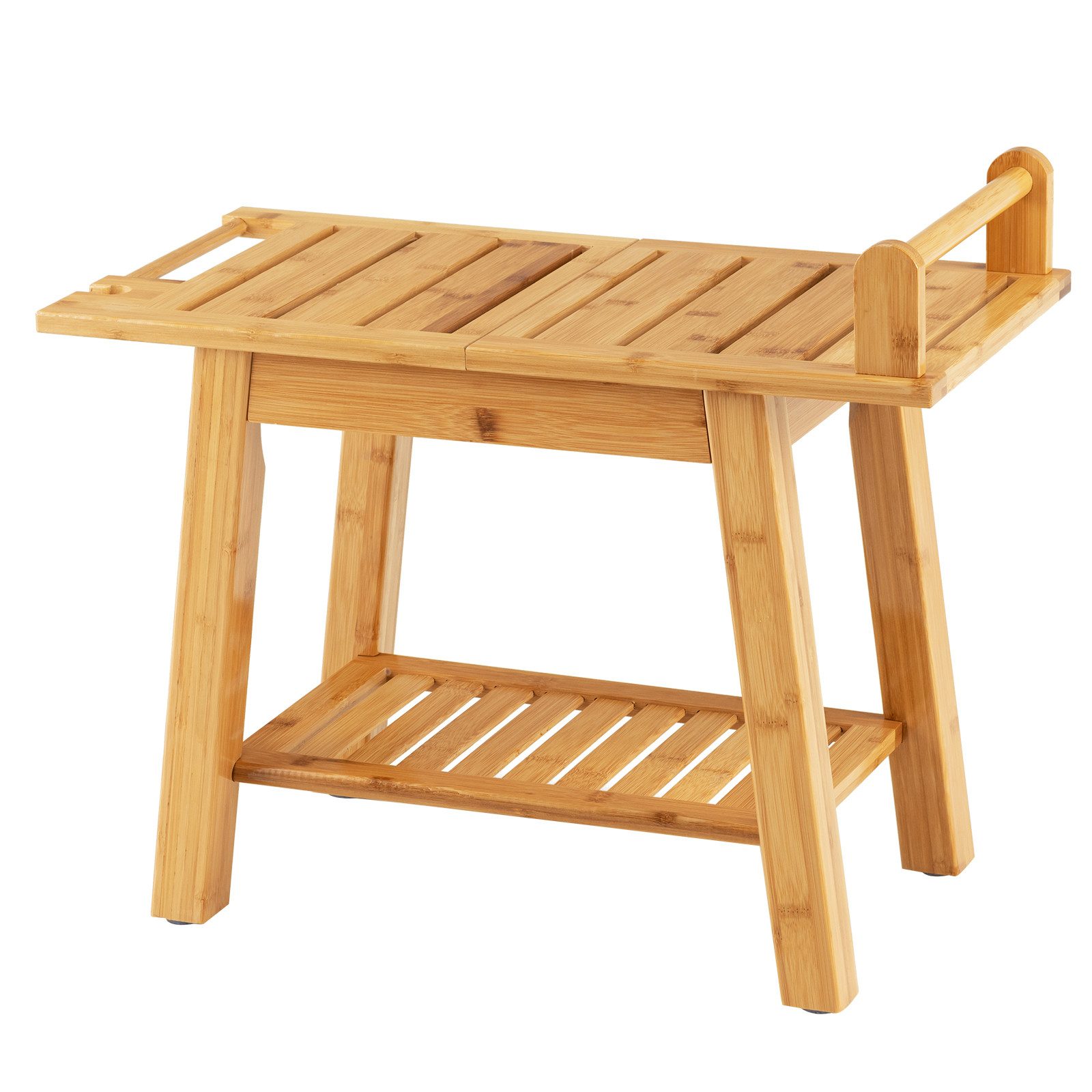 COSTWAY Duschhocker Badehocker, belastbar bis 150 kg, mit Griff, aus Bambus