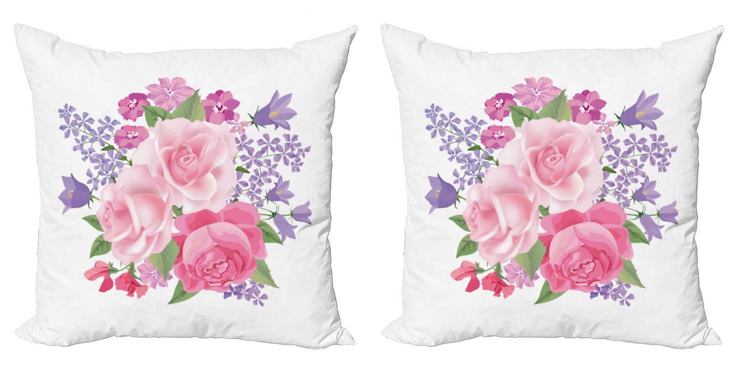 Digitaldruck, (2 Brautstrauß Weiß und Stück), Pink Accent Kissenbezüge Abakuhaus Modern Doppelseitiger