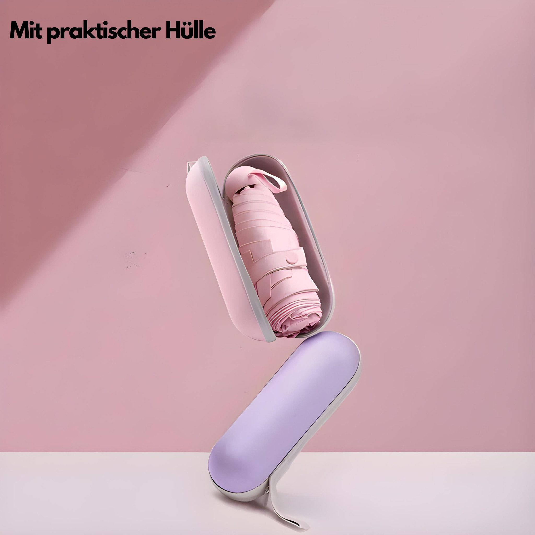 Norvéa Home Taschenregenschirm Mini Regenschirm, kompakter Regenschirm mit Aufbewahrungsbox, kompakter Regenschirm mit Aufbewahrungstasche, ultra leicht – Bild 3 von 4