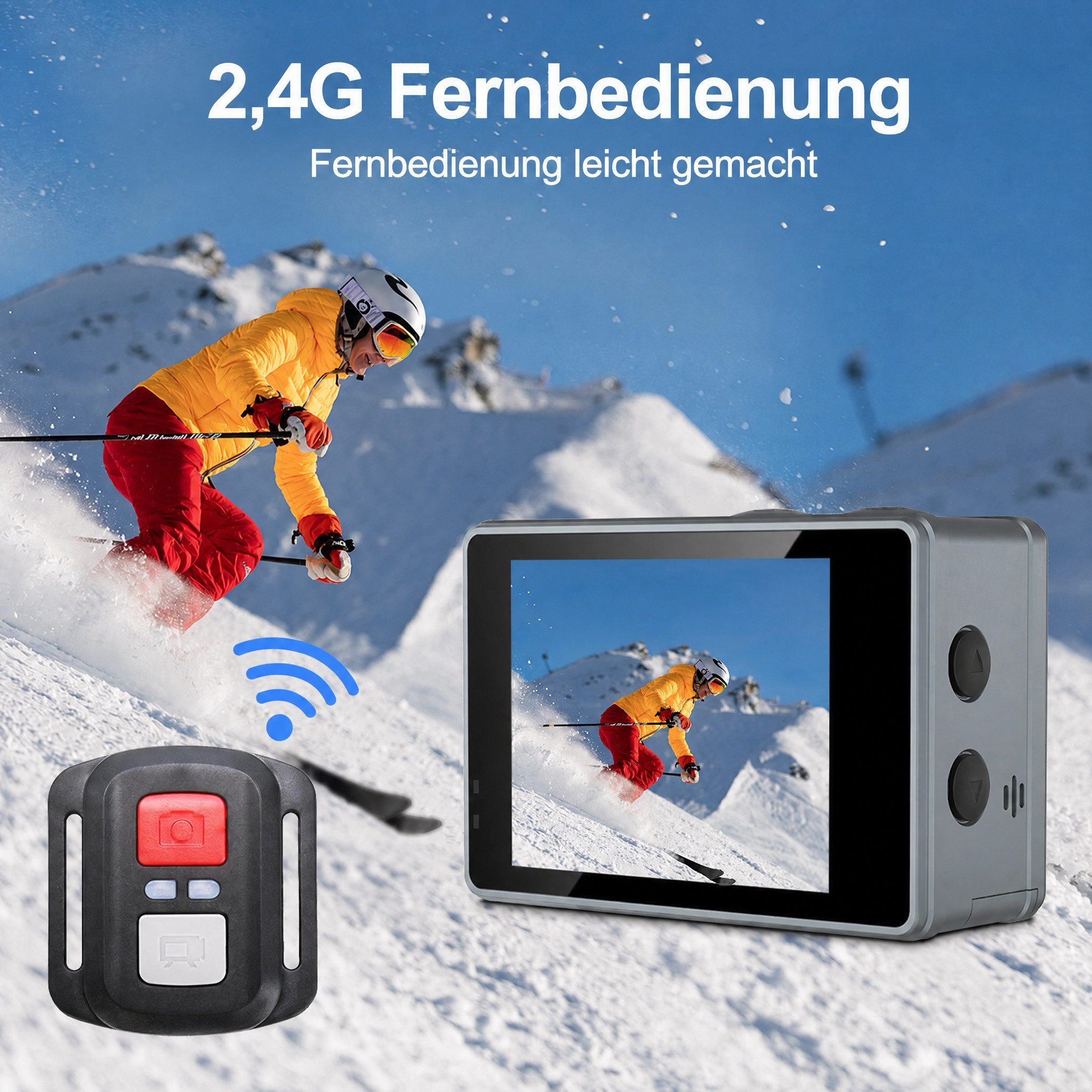 Blossom 5K 50MP Unterwasserkamera 30M Wasserdicht 2 Screen WiFi Sport Kamera Action Cam (WIFI, Action Kamera mit EIS Stabilisierung 4K Bodycam für Outdoor Famil – Bild 4 von 5