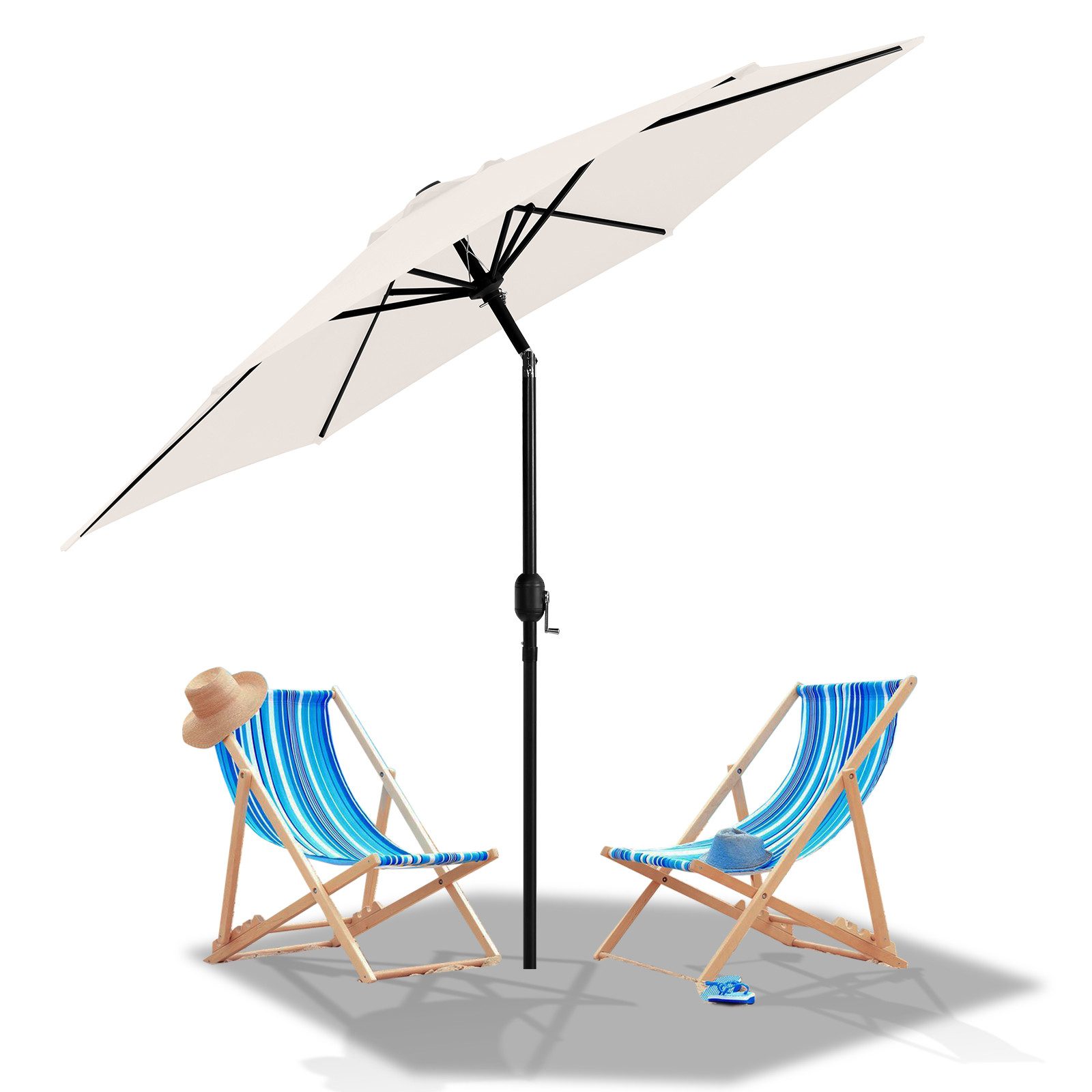 Clanmacy Sonnenschirm Sonnenschirm Rund,Kurbel,Knickbar,Eisen,neigbar,270cm günstig online kaufen