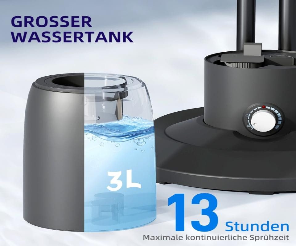 Rutaqian Bodenventilator Ventilator mit Wasserkühlung, Standventilator, mit Verstellbar Sprühnebel, 3 Geschwindigkeiten, mit Rollen