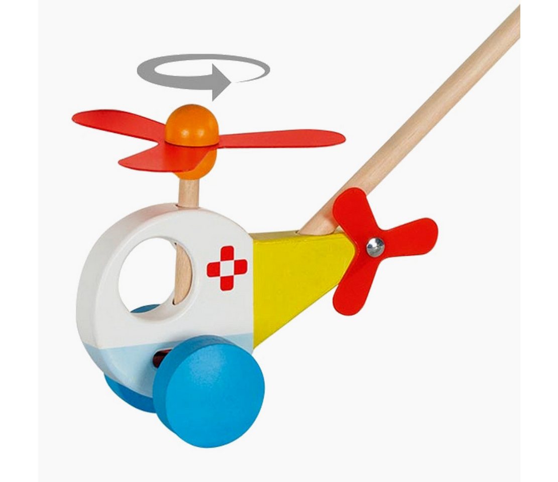 goki Schiebestab Schiebefahrzeug Helikopter, (packung, 1-tlg), Fördert die Motorik und die Bewegung
