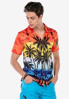 Cipo & Baxx Kurzarmhemd mit großem Hawai-Print