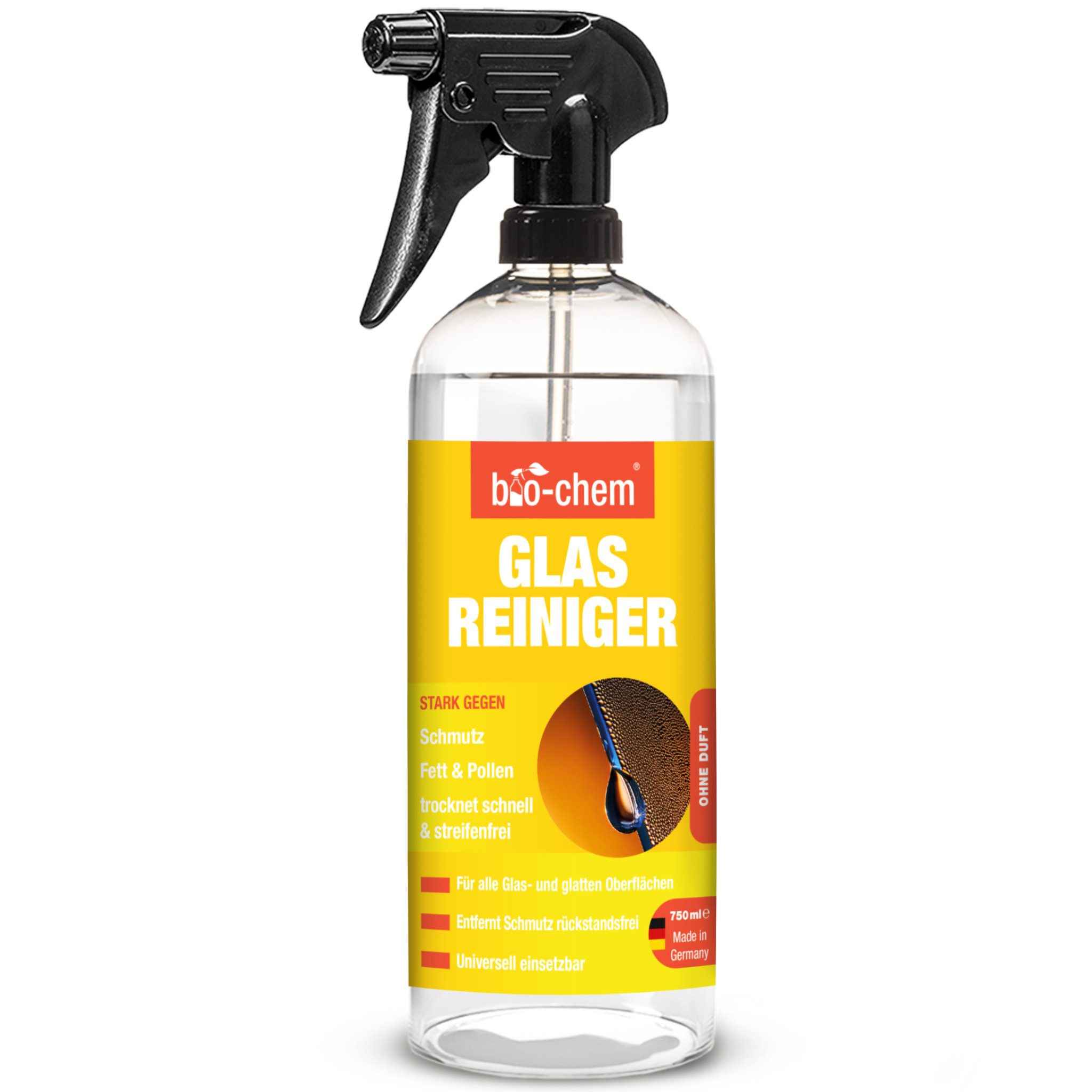 Glasreiniger 750ml – streifenfrei & sanft – bio-chem Glasreiniger
