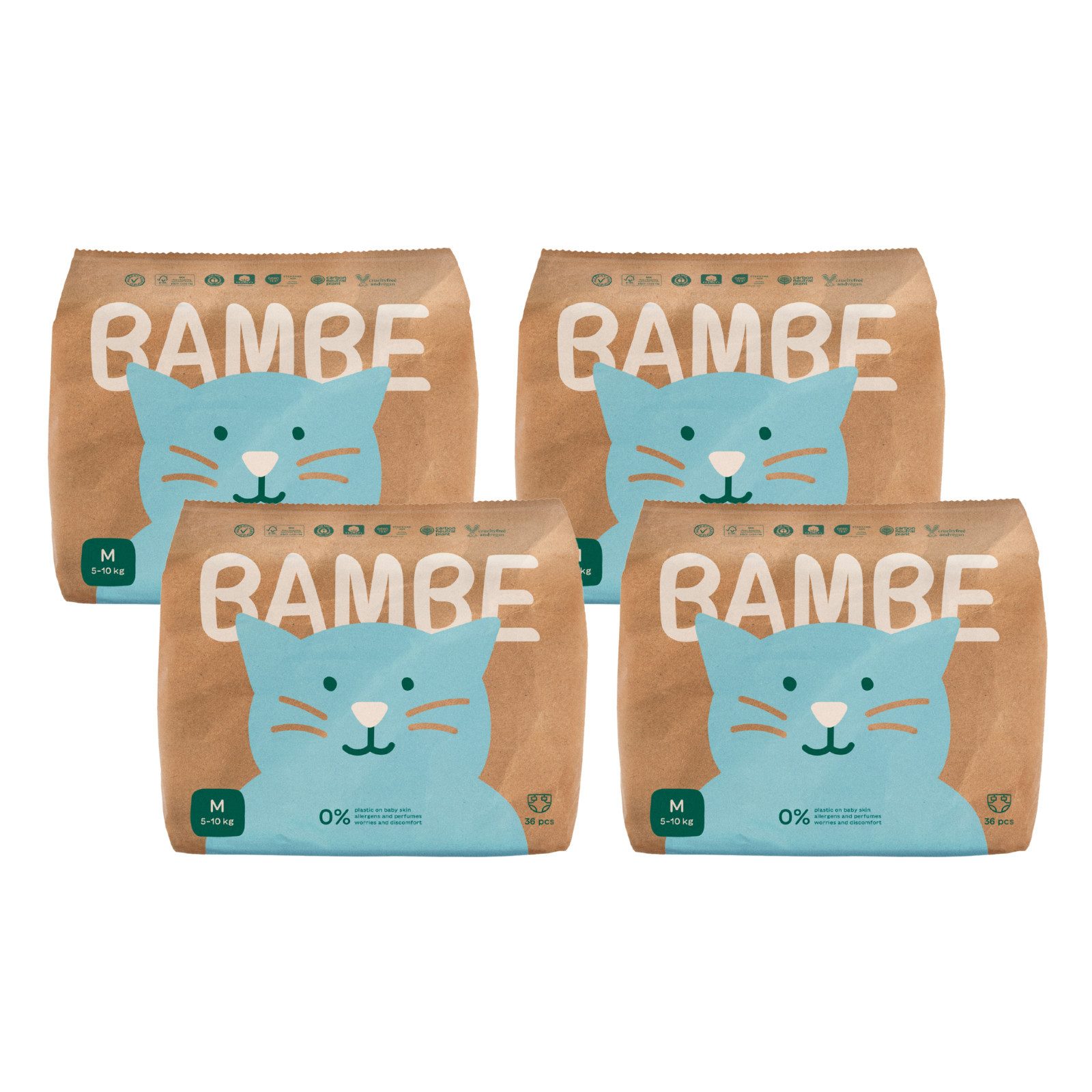 Bambe Stoffwindeln Bambe, Öko-Windeln, Размер M, von 5–10 kg, Monatspackung 144 (144-St), 100 % umweltfreundlich