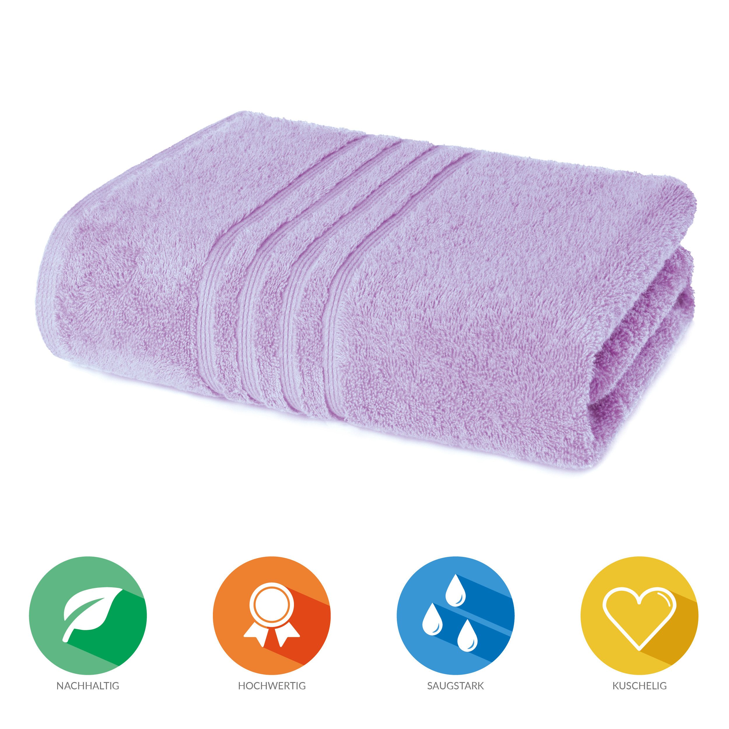 Lavea Badetuch Bali Duschtuch 100x150 cm Duschtuch 70x140 cm, Weiches Bio-Baumwollfrottee (1-St), Handtuch, GOTS-zertifiziert, extra saugstark mit 500g/m²