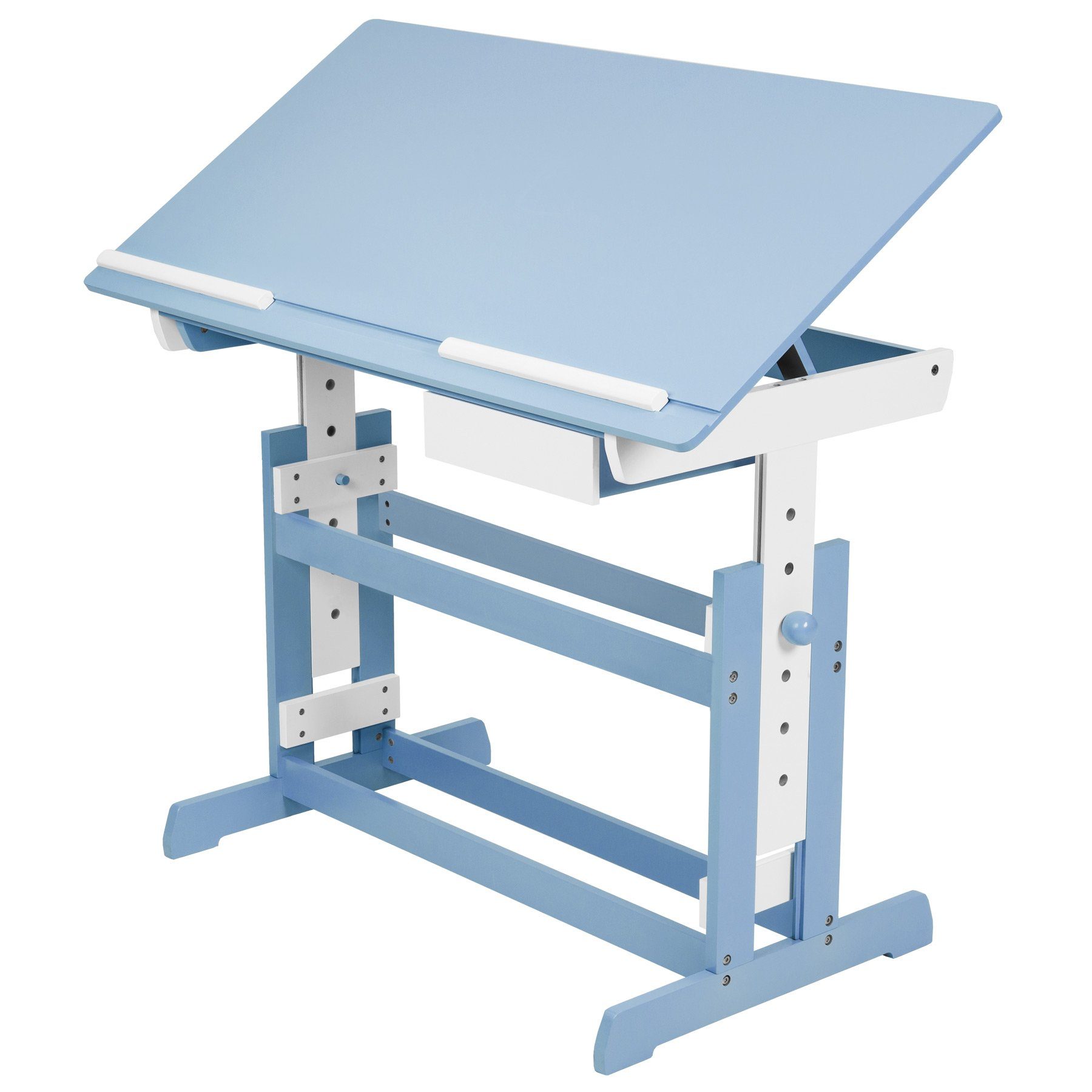 tectake Kinderschreibtisch Schreibtisch höhenverstellbar 1 109x55x63-94cm blau (1-St., tlg)