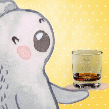 Mr. & Mrs. Panda Whiskyglas Pinguin Lolli - Transparent - Geschenk, Whiskey Glas mit Gravur, Süßi, Premium Glas, Dauerhafte Gravur