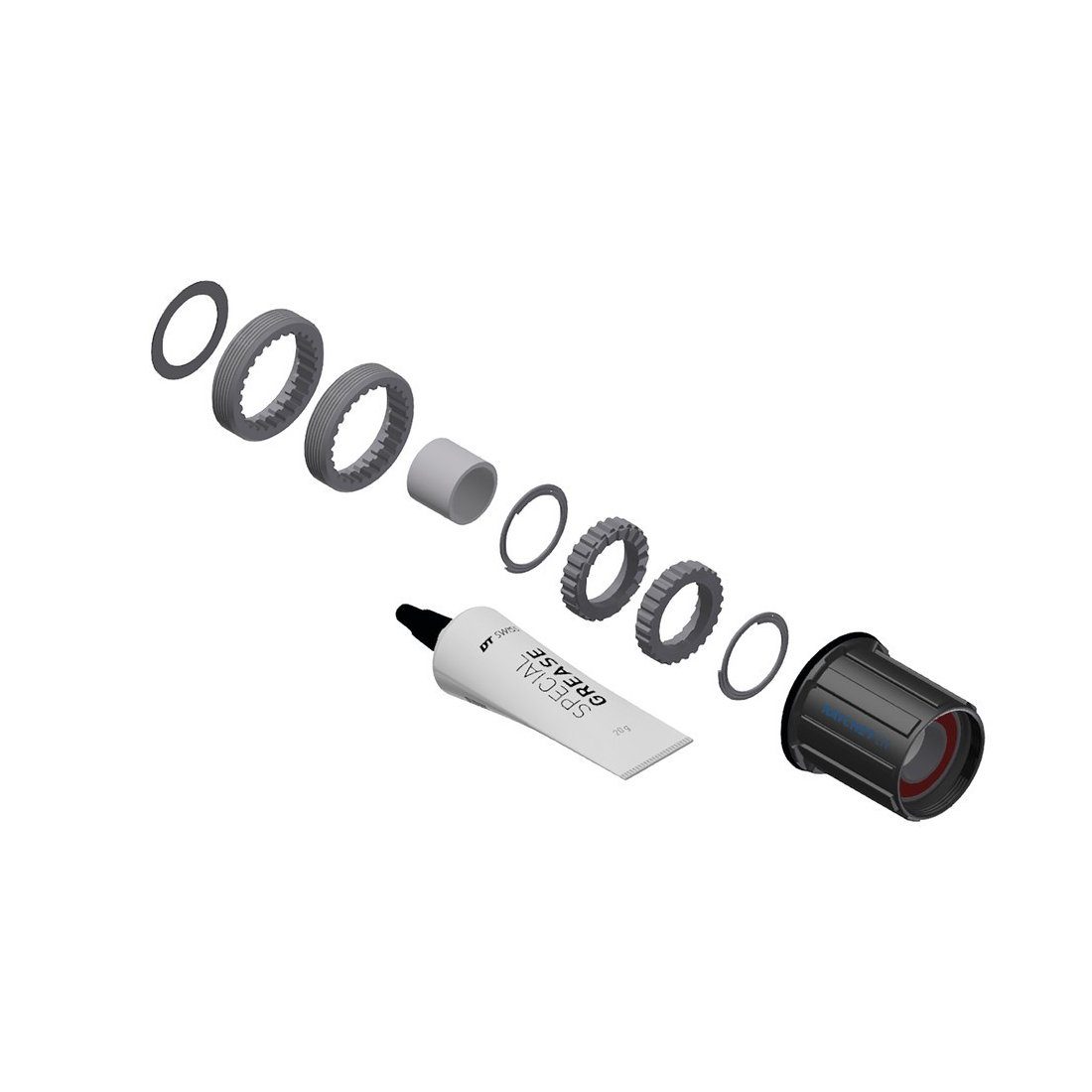 DT Swiss Hinterradnabe Umrüstkit HR-Nabe Stahl, 3 Pawl in Ratchet, Shimano