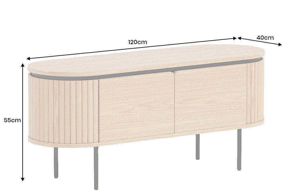 riess-ambiente TV-Board ATELIER 120cm natur/schwarz – Eiche, Design, Metall, Furnier, modern (Einzelartikel, 1 St), kompaktes Lowboard mit Stauraum & Ablagefläc – Bild 4 von 5