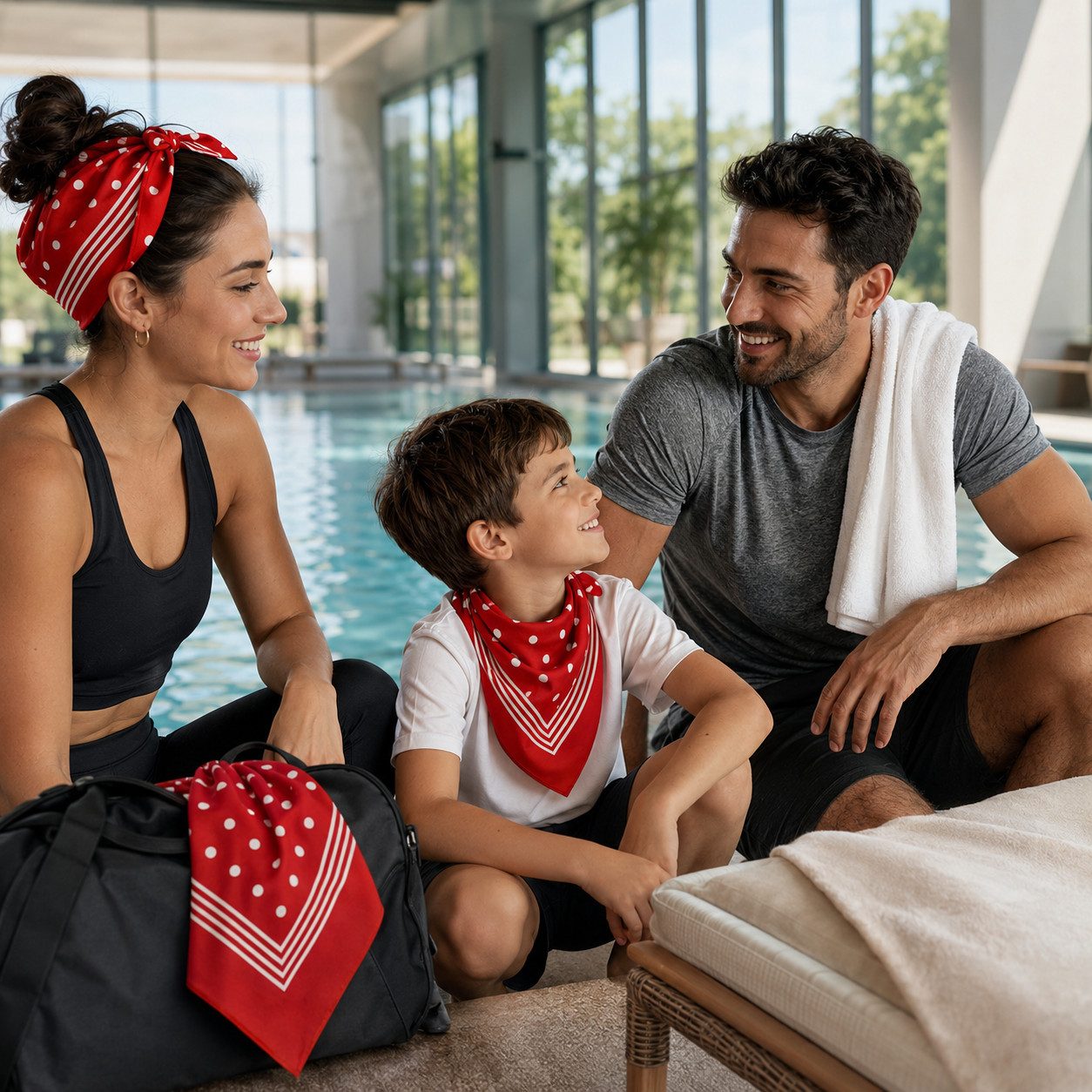 Betz Halstuch 3 Stück Nickitücher Hexentücher XXL Größe 70x70 cm Bandana Kopftuch, (Set, 3-St), Halstuch Trachtentuch 100% Baumwolle Punkte Farbe rot – Bild 4 von 5