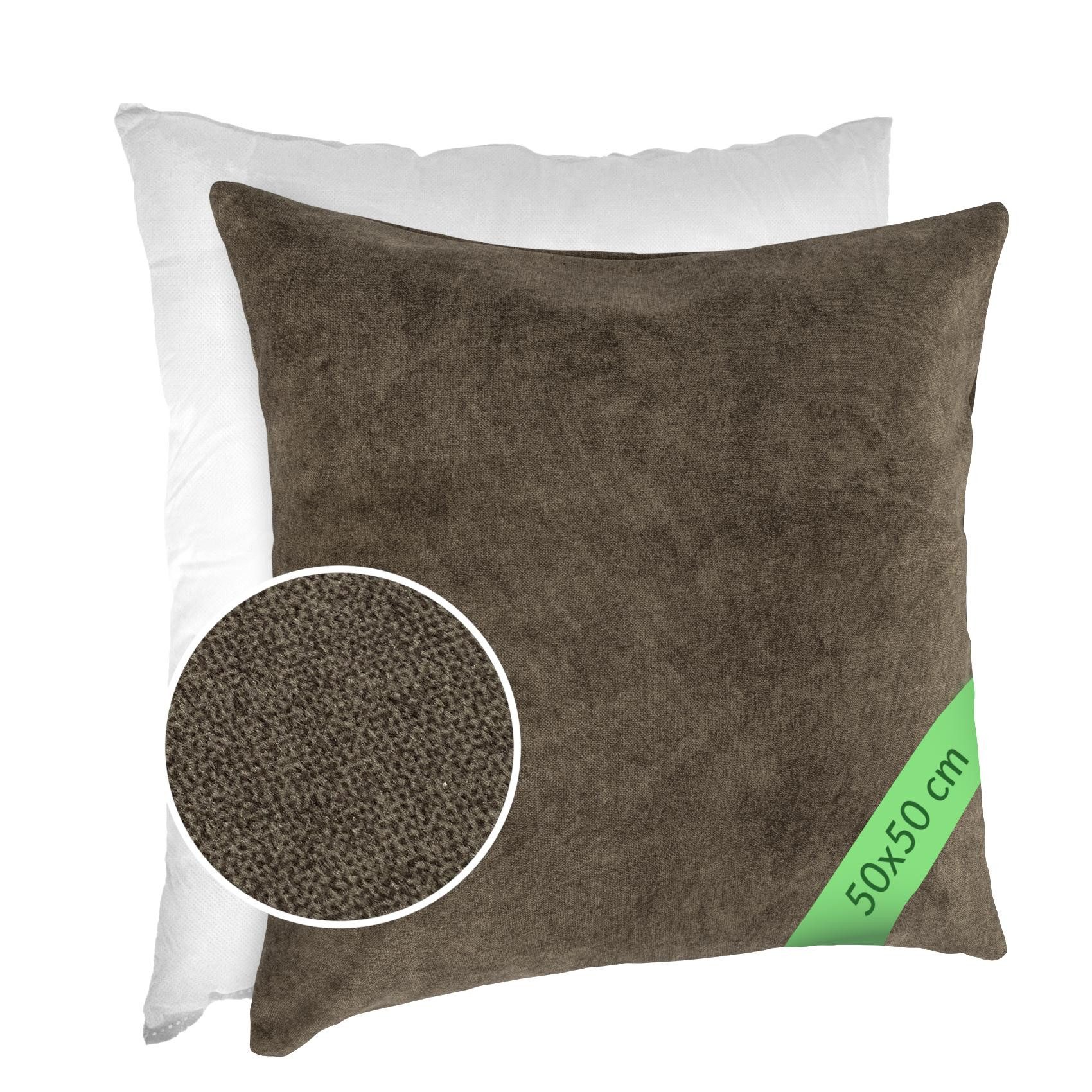 Kisska Dekokissen Kissenhülle MAGIC atmungsaktiv Velour Zierkissen Ambiente Dekorieren, Kissenüberzug mit Füllung Meliert-Optik 50x50cm Einfarbig Hellbraun