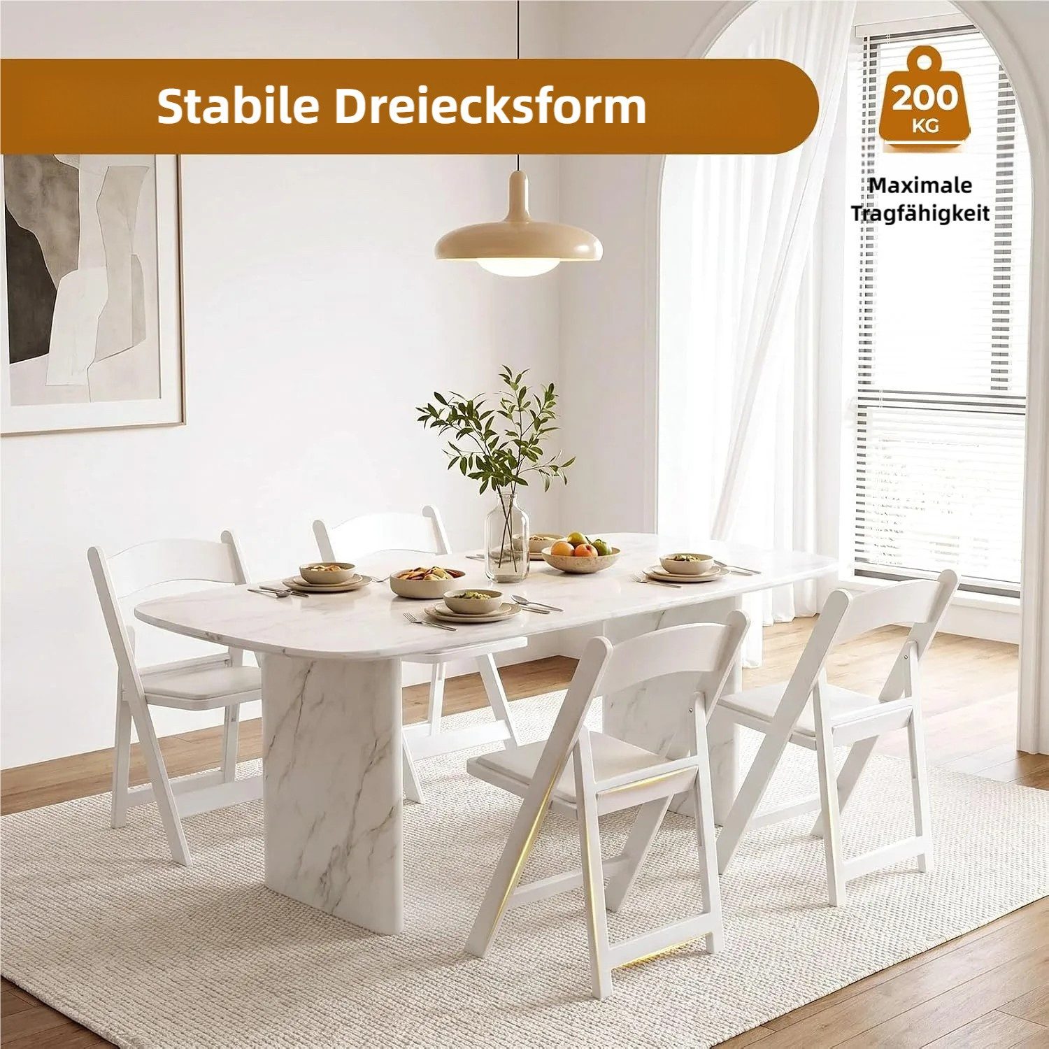 TLGREEN Klappstuhl UV-beständiges Kunstharz Gestell, stapelbar & faltbar (gepolsterter Gaststuhl mit PU-Leder Bezug), stabiler Faltstuhl für Garten, Balkon, Bür – Bild 4 von 5
