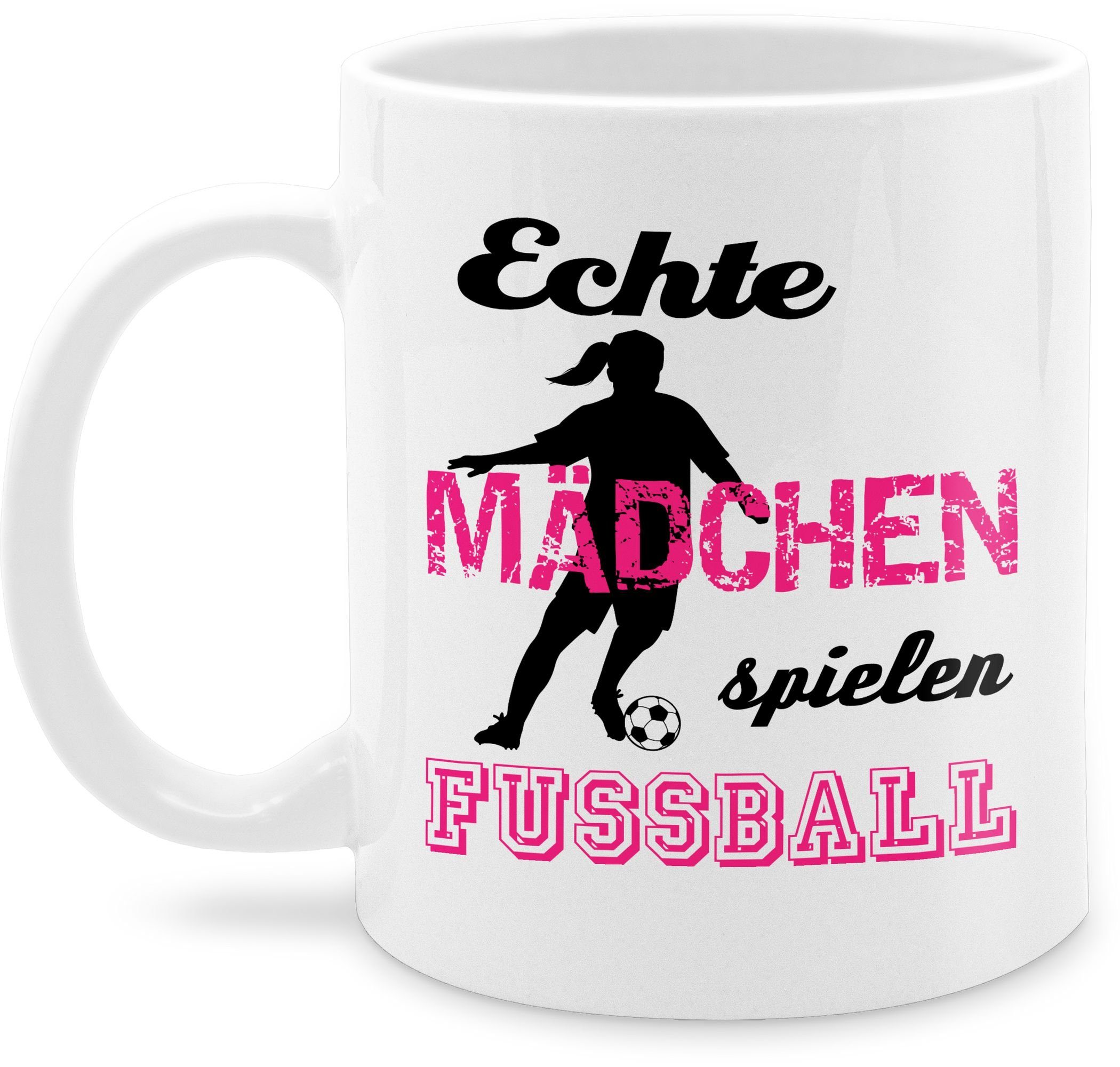 Shirtracer Tasse Echte Mädchen spielen Fußball I, Keramik, Statement