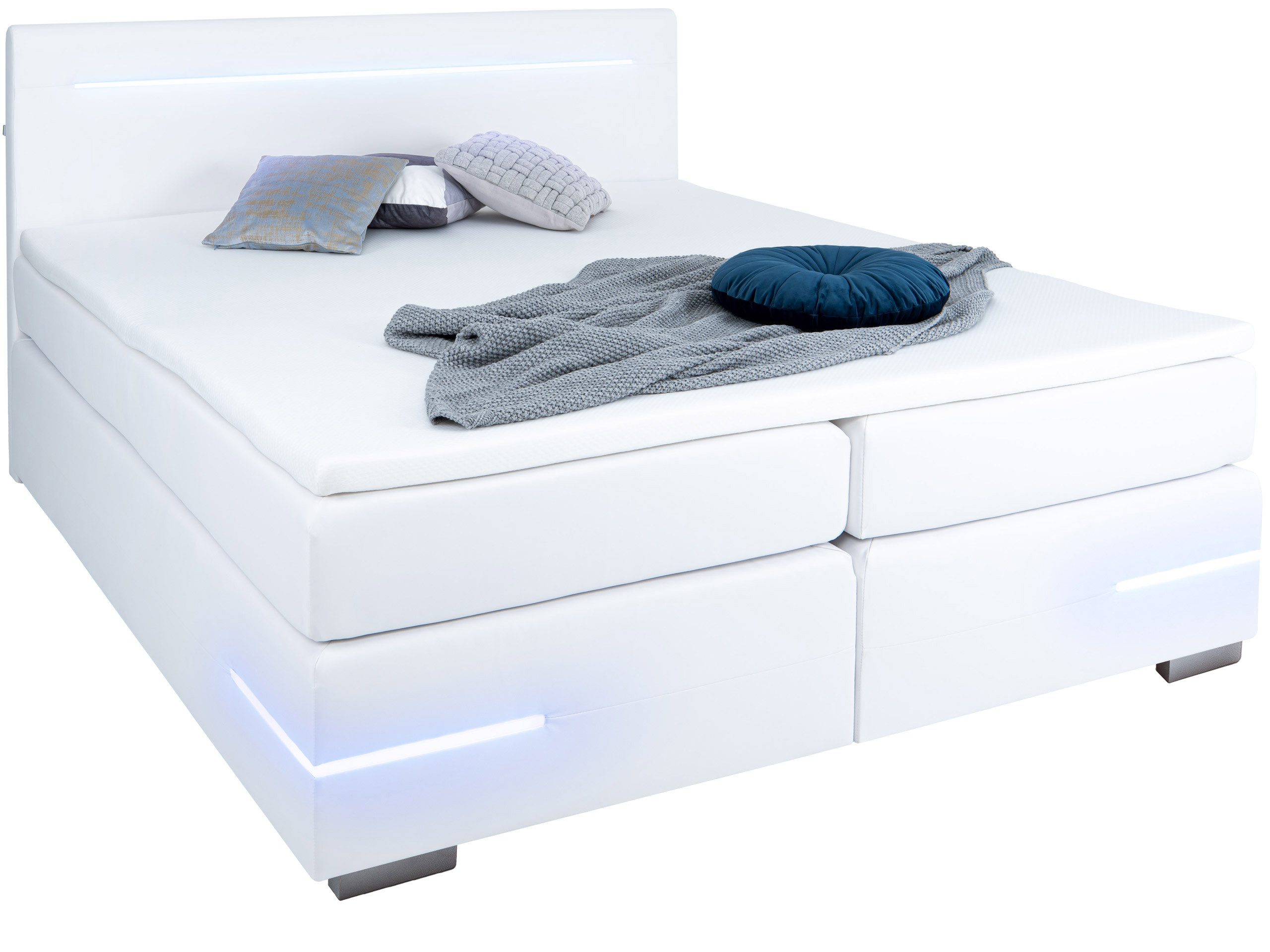 wonello Boxbett Lennox, mit Matratzen, Topper, LED-Beleuchtung und 2x USB-Anschluss