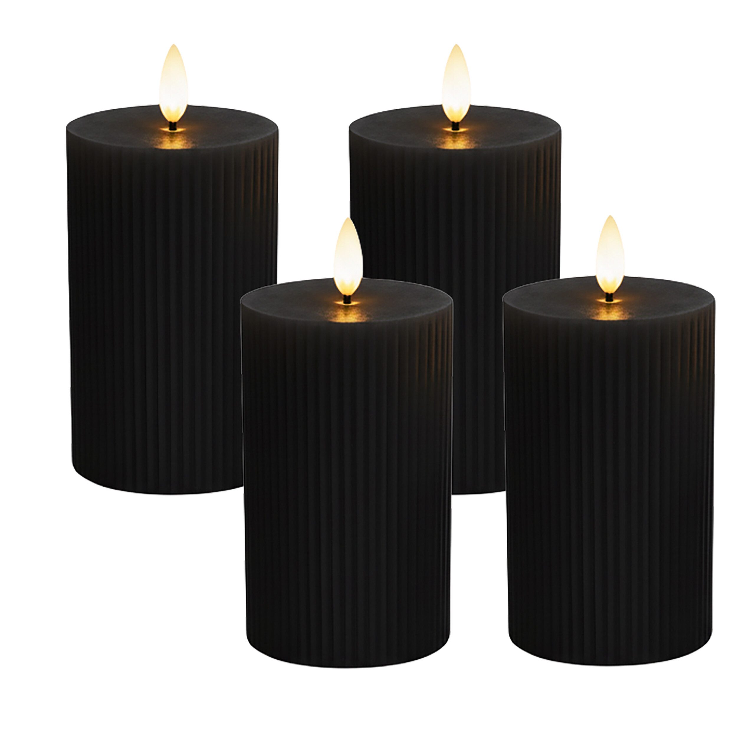 relaxdays LED-Kerze 4er Set 13 cm, schwarz günstig online kaufen