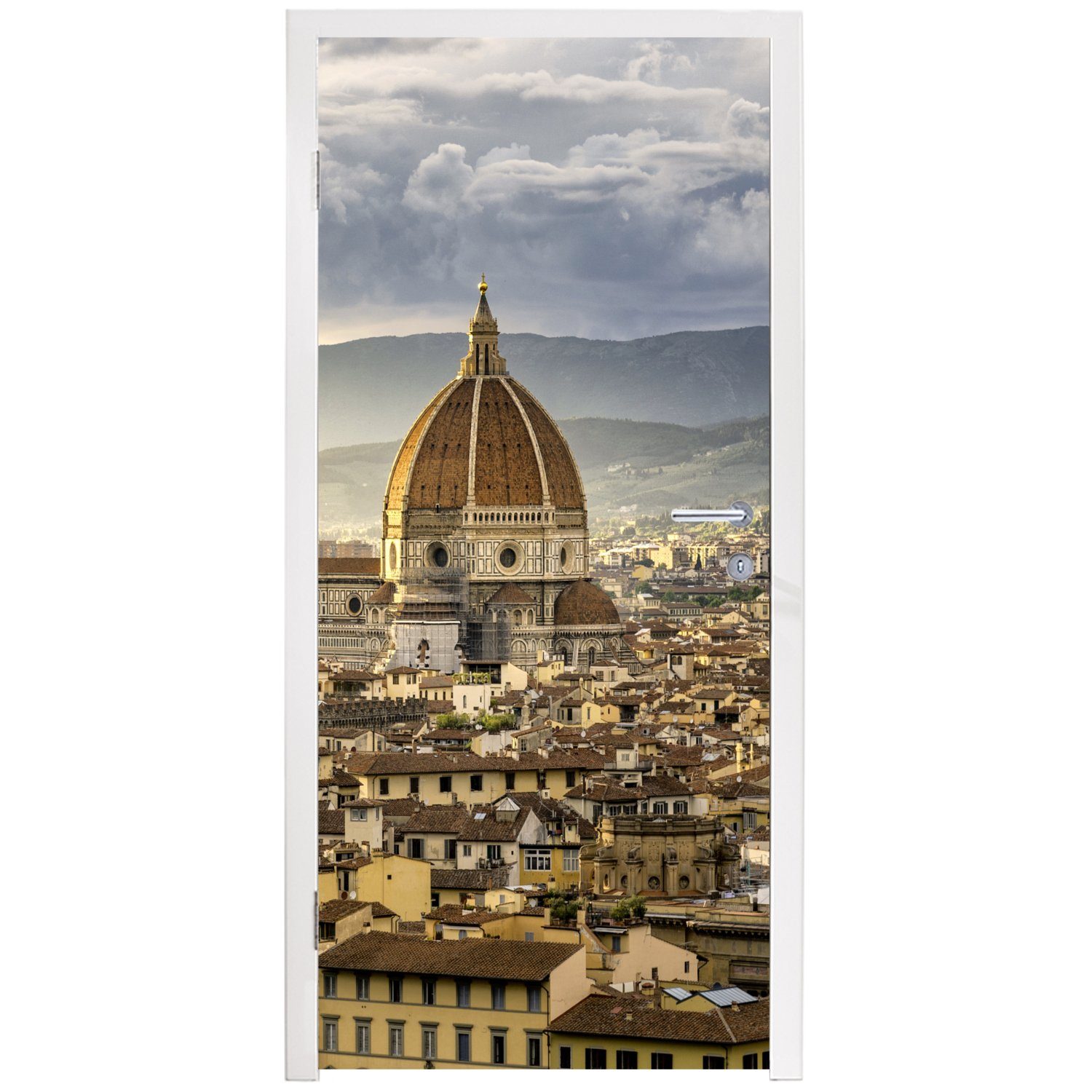 - St), Türtapete MuchoWow cm Italien Türaufkleber, (1 Tür, Sonnenuntergang für 75x205 Florenz, bedruckt, Fototapete Matt, -