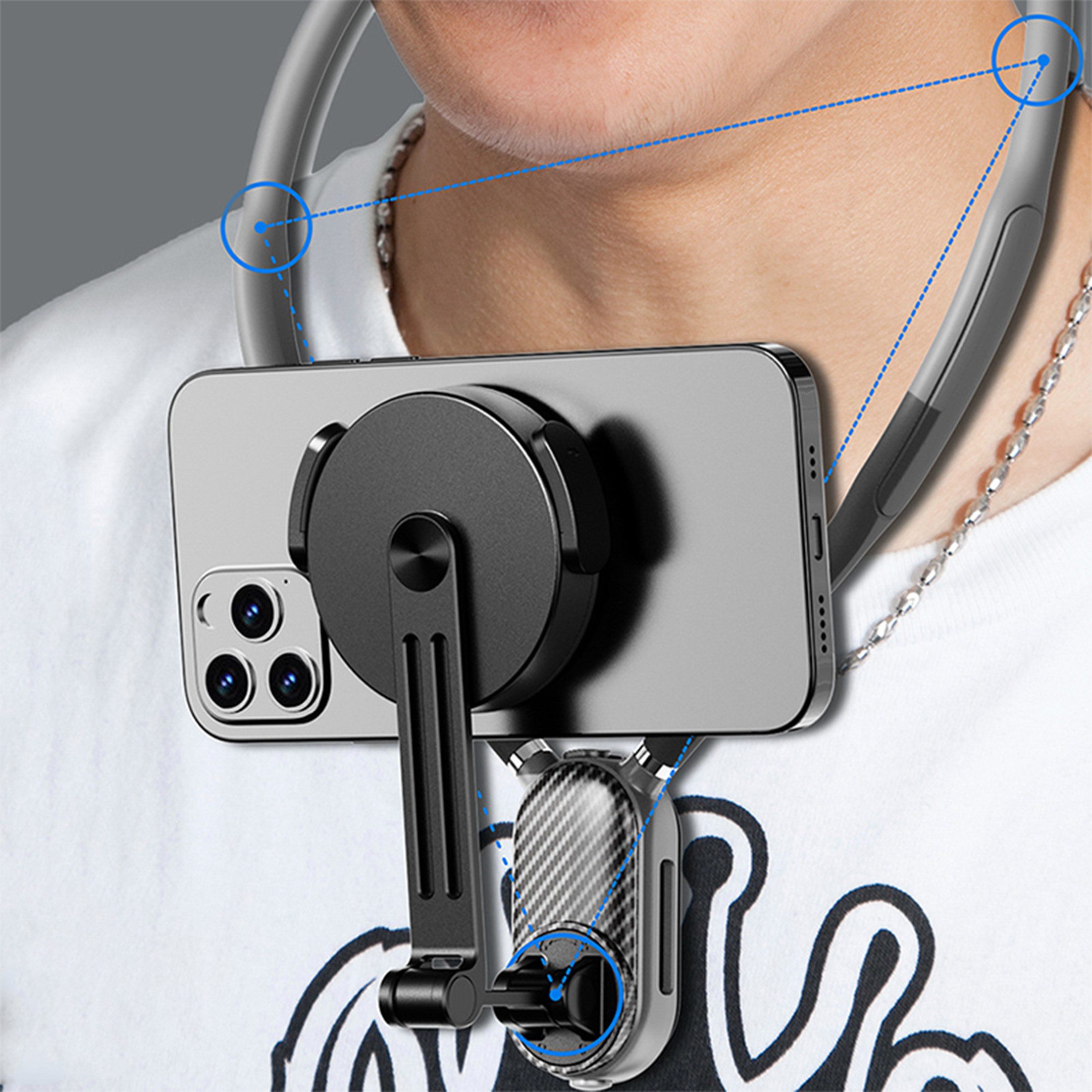KINSI Handy-Halterung Magnetischer Handy-Halshalter,360° Drehbar,POV/Vlog Aufnahme, (Ideal für Vlogs, Videos & Live-Streaming)