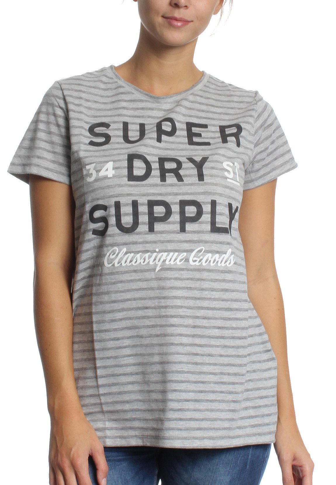 Superdry T-Shirt »Superdry Damen T-Shirt CLASSIQUE GOODS LONG LINE Outre  Grey Marl« online kaufen | OTTO