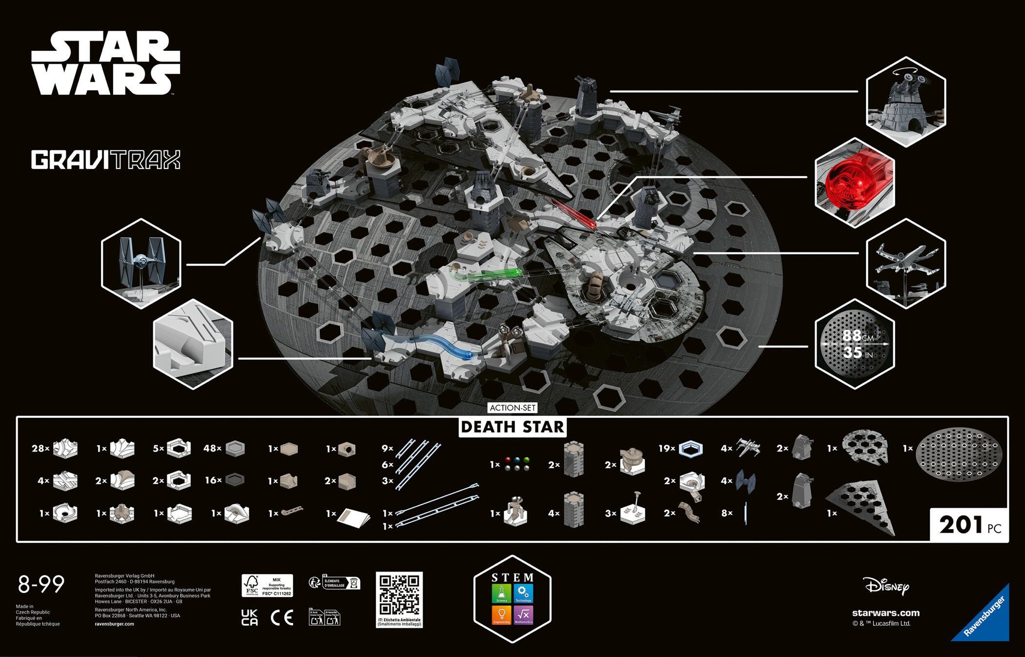 Ravensburger Kugelbahn-Bausatz Kugelbahn GraviTrax Action-Set Star Wars Death Star 23860