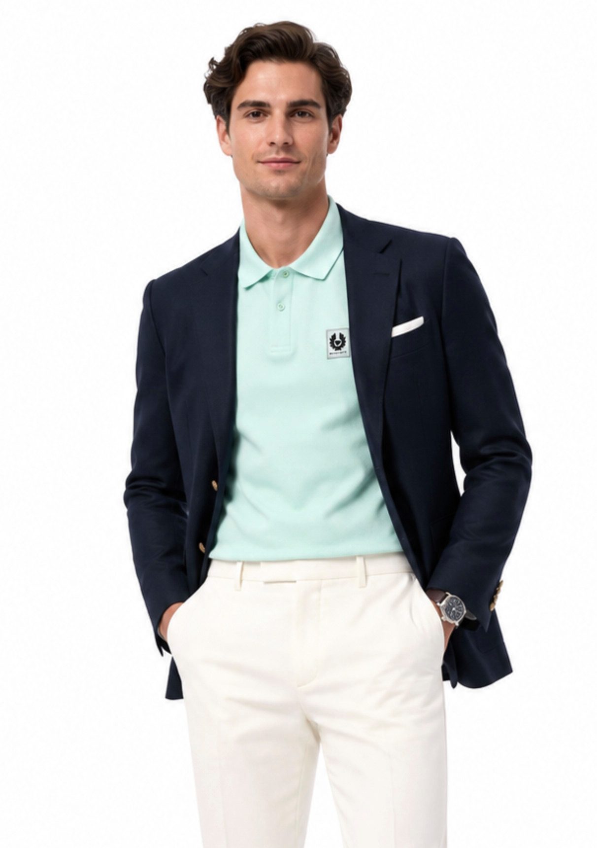 Belstaff Poloshirt Herren Retro Patch Regular Comfort Fit Baumwollpiqué Gestickter Phönix-Aufnäher, Rippkragen und bündchen – Bild 3 von 5