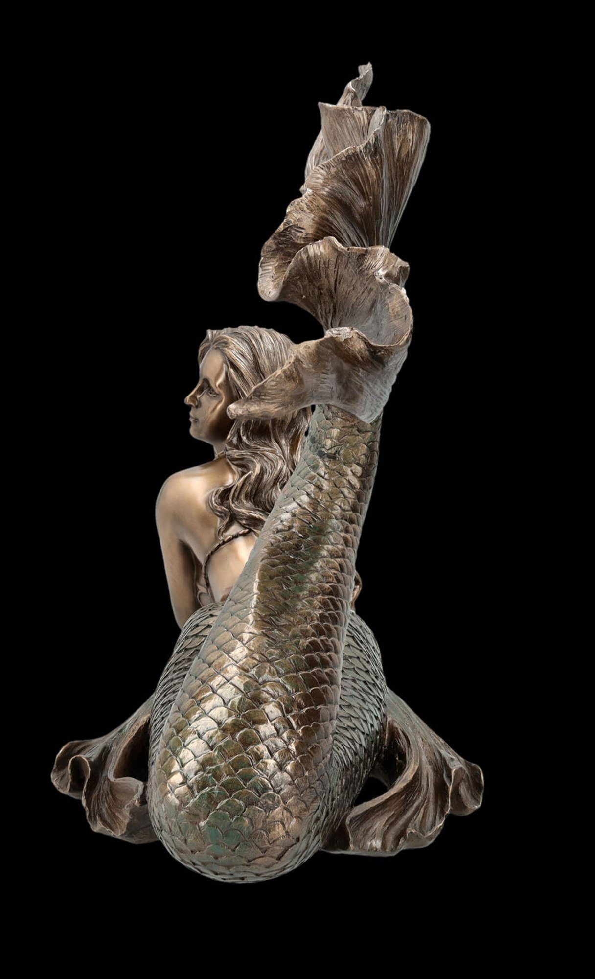 Figuren Shop GmbH Dekofigur - - Deko Veronese Liegend Meerjungfrau Fantasy - Figur bronziert groß