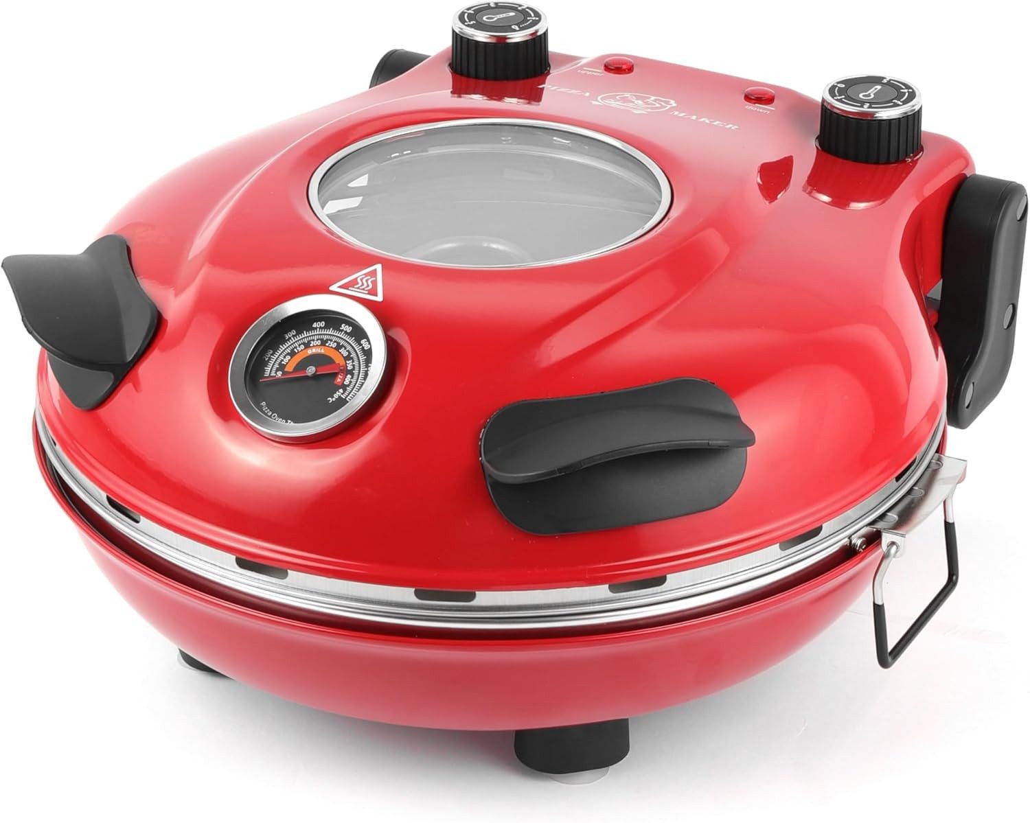 Athlix Pizzaofen Elektrischer Pizzaofen 420 °C, Keramik-Pizzastein für Zuhause, 31 cm, 1200 W, regelbare Ober- und Unterhitze