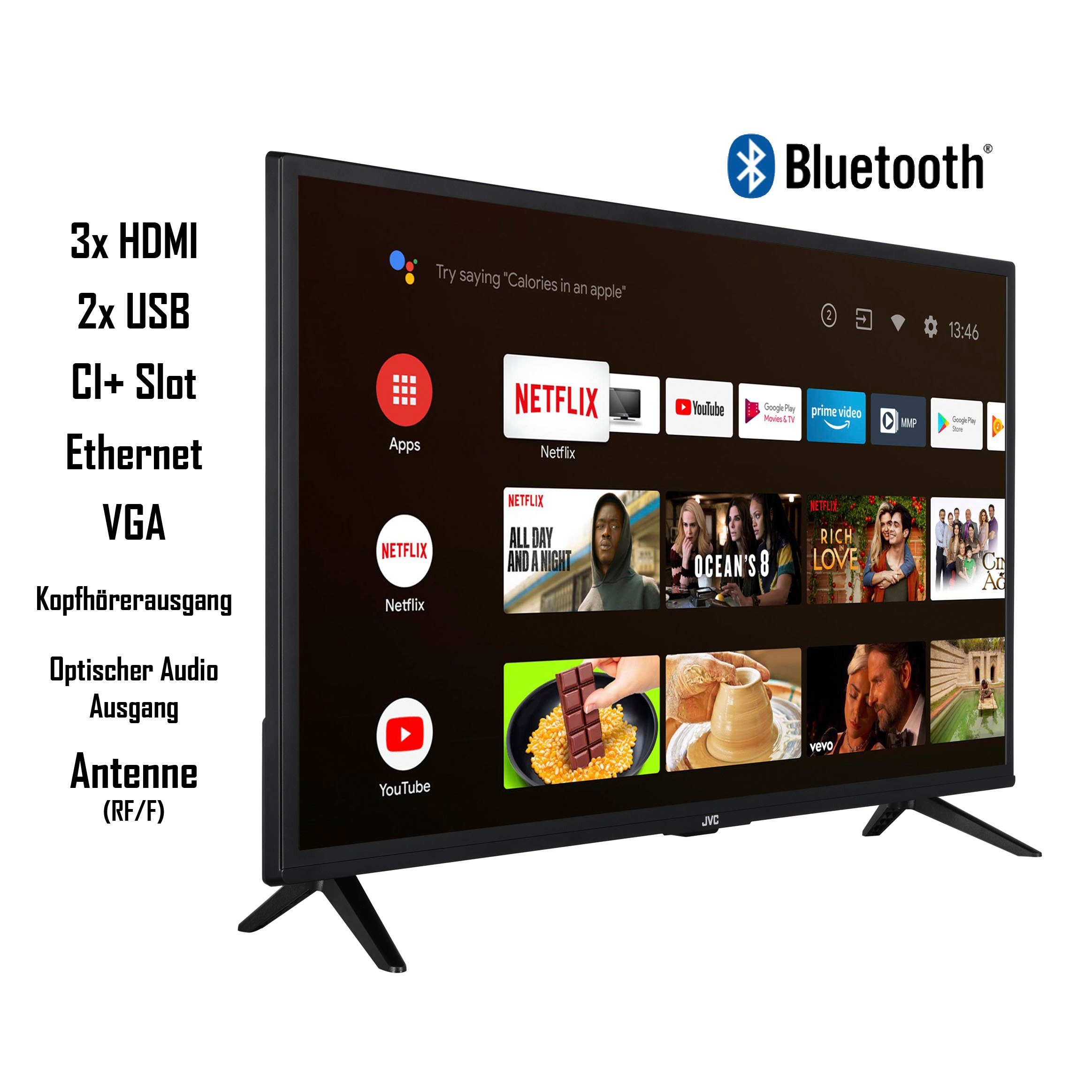 (80 Smart-TV) ready, Android cm/32 Zoll, JVC LT-32VAH3255 HD TV, LED-Fernseher