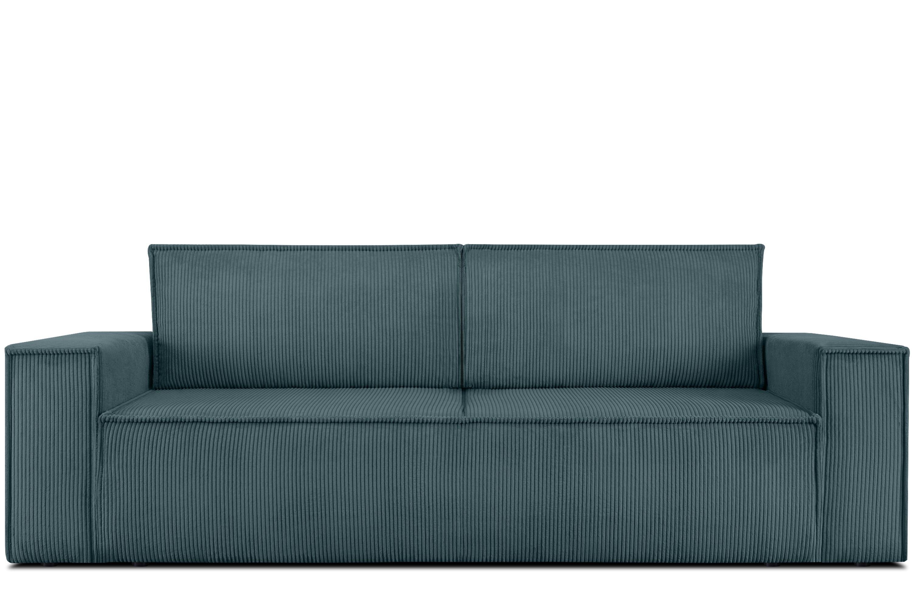 KONSIMO® 3-Sitzer NAPI Sofa mit Schlaffunktion & massivem Gestell, hergestellt in der EU, Couch für Dauerschläfer, mit Wellenunterfederung, Großer Bettkasten