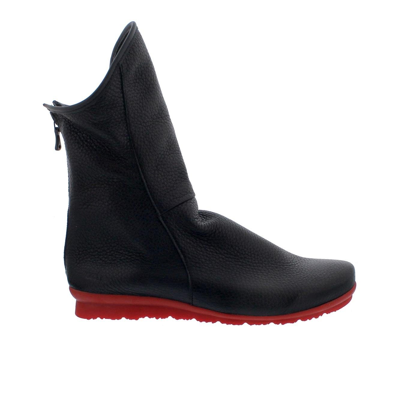 arche Arche Barkel, Cerf (Hirschleder) & naka, Noir / Rouge, Reißverschluss, Reißverschlussstiefel