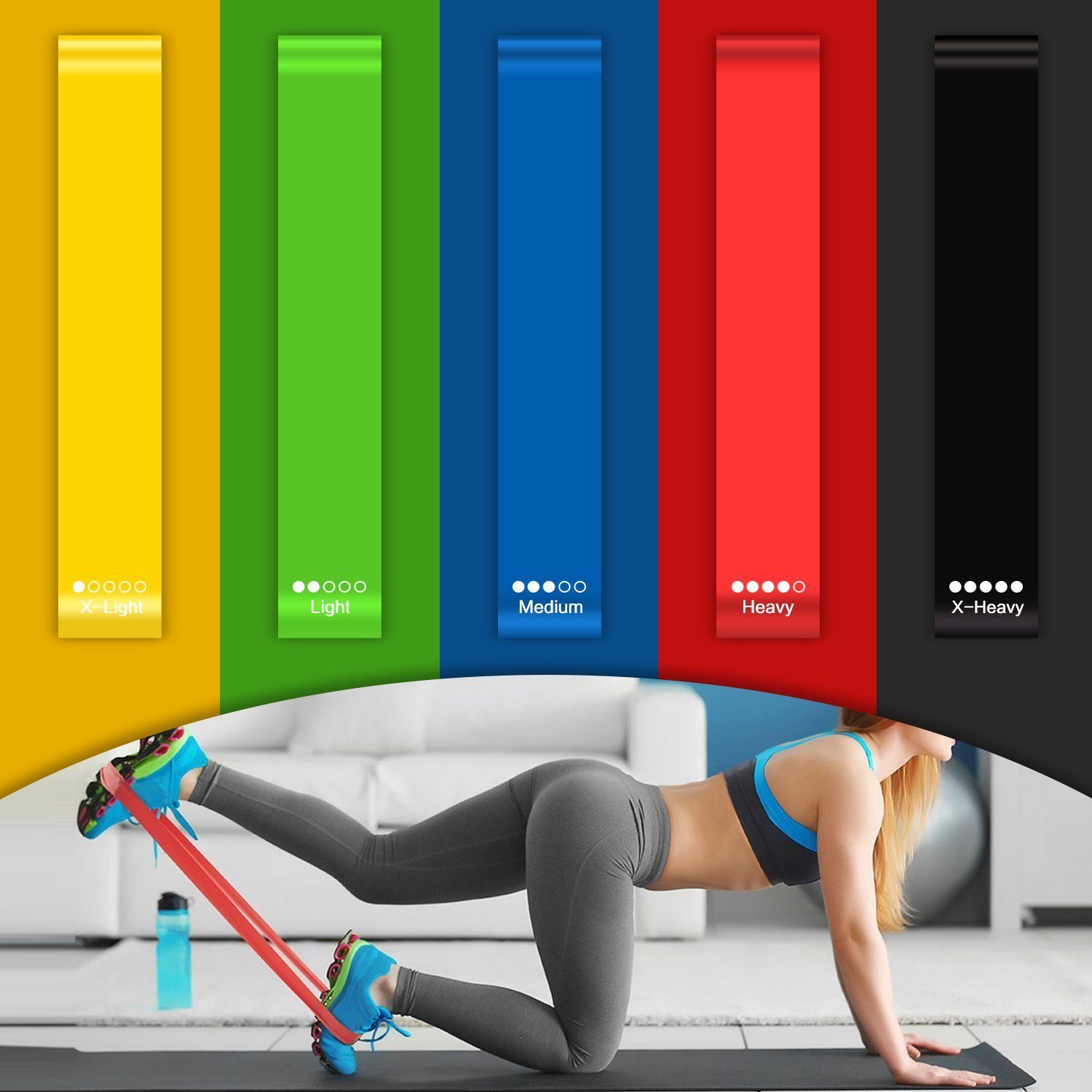 Gymnastikband 5er Set Fitnessband Trainingsbänder Gymnastikband