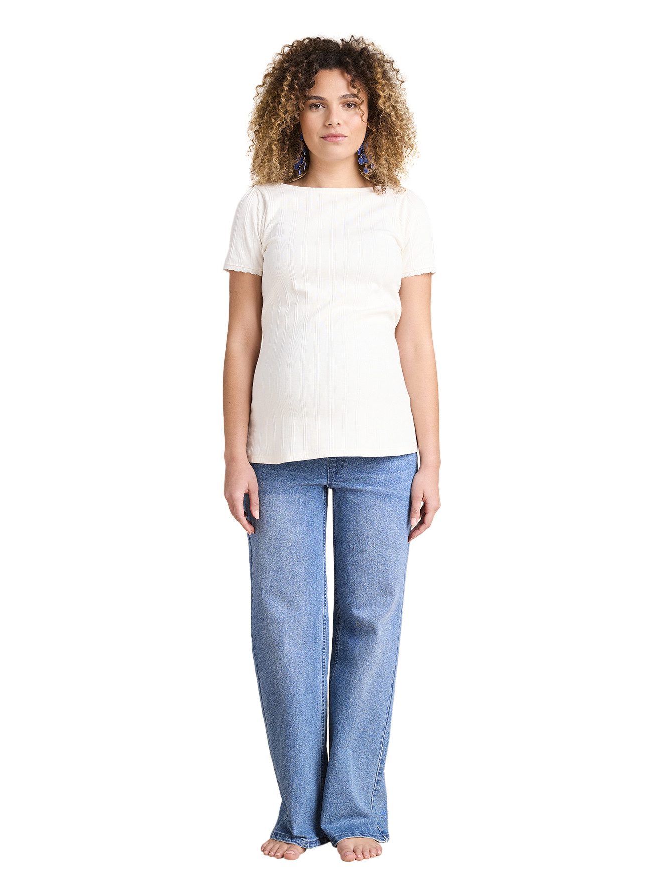 Envie de Fraise Umstandsjeans Weite Umstandsjeans mit Recycling-Baumwolle Bundweite verstellbar, Seamless-Einsatz