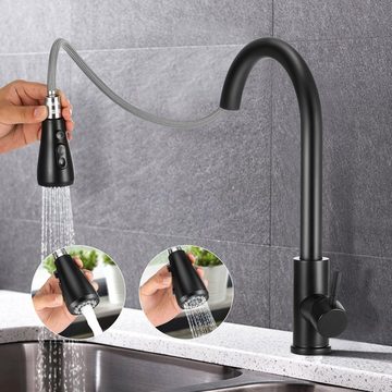 oyajia Küchenarmatur Edelstahl Hochdruckhahn Wasserhahn 60cm Ausziehbar, 360° Schwenkbar Hochdruck Küchenarmatur mit Herausziehbarer, Wasserhahn Küche Bad