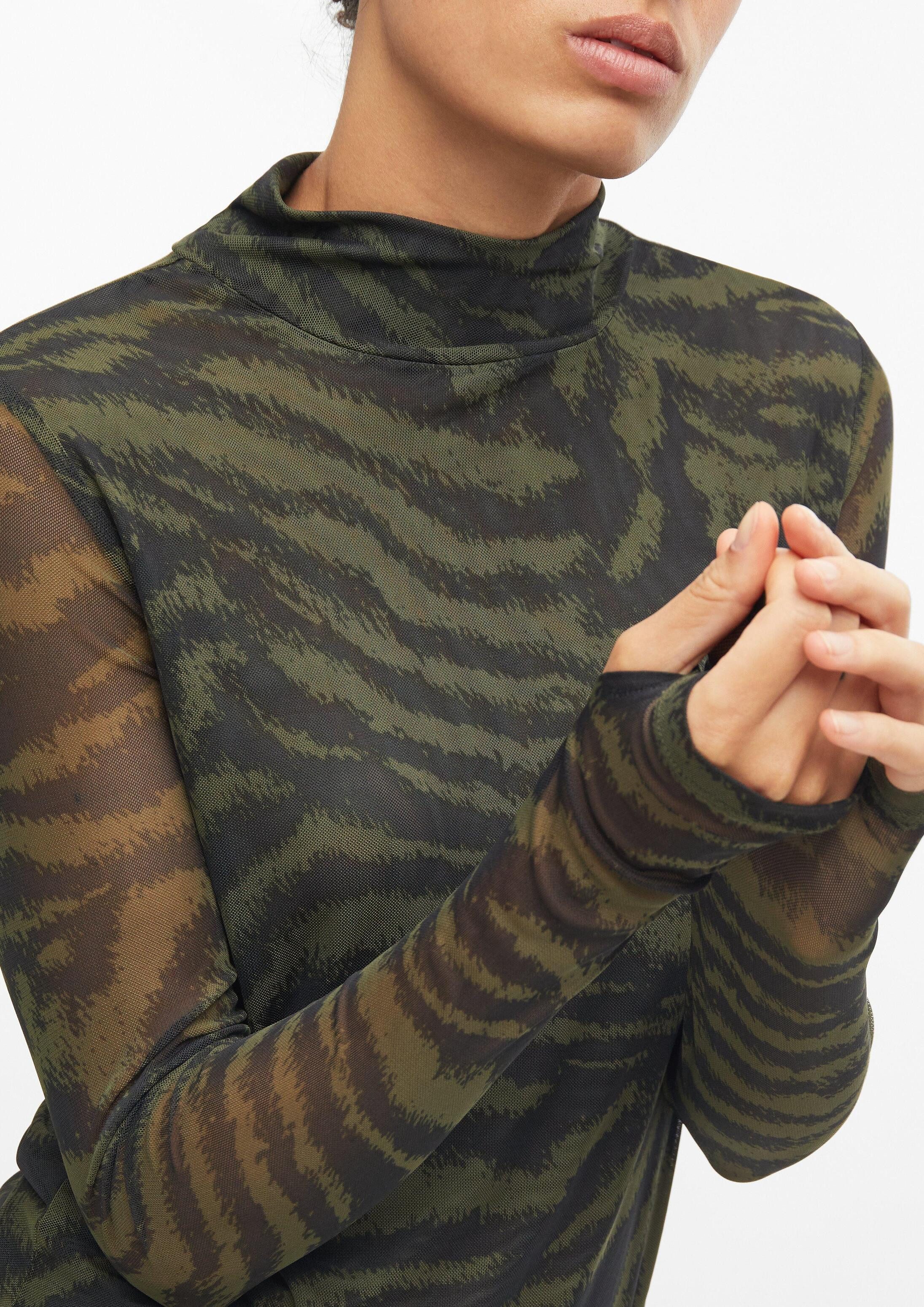 s.Oliver Langarmshirt T-Shirt Leicht transparentes Mesh-Shirt mit All-over-Print – Bild 4 von 5