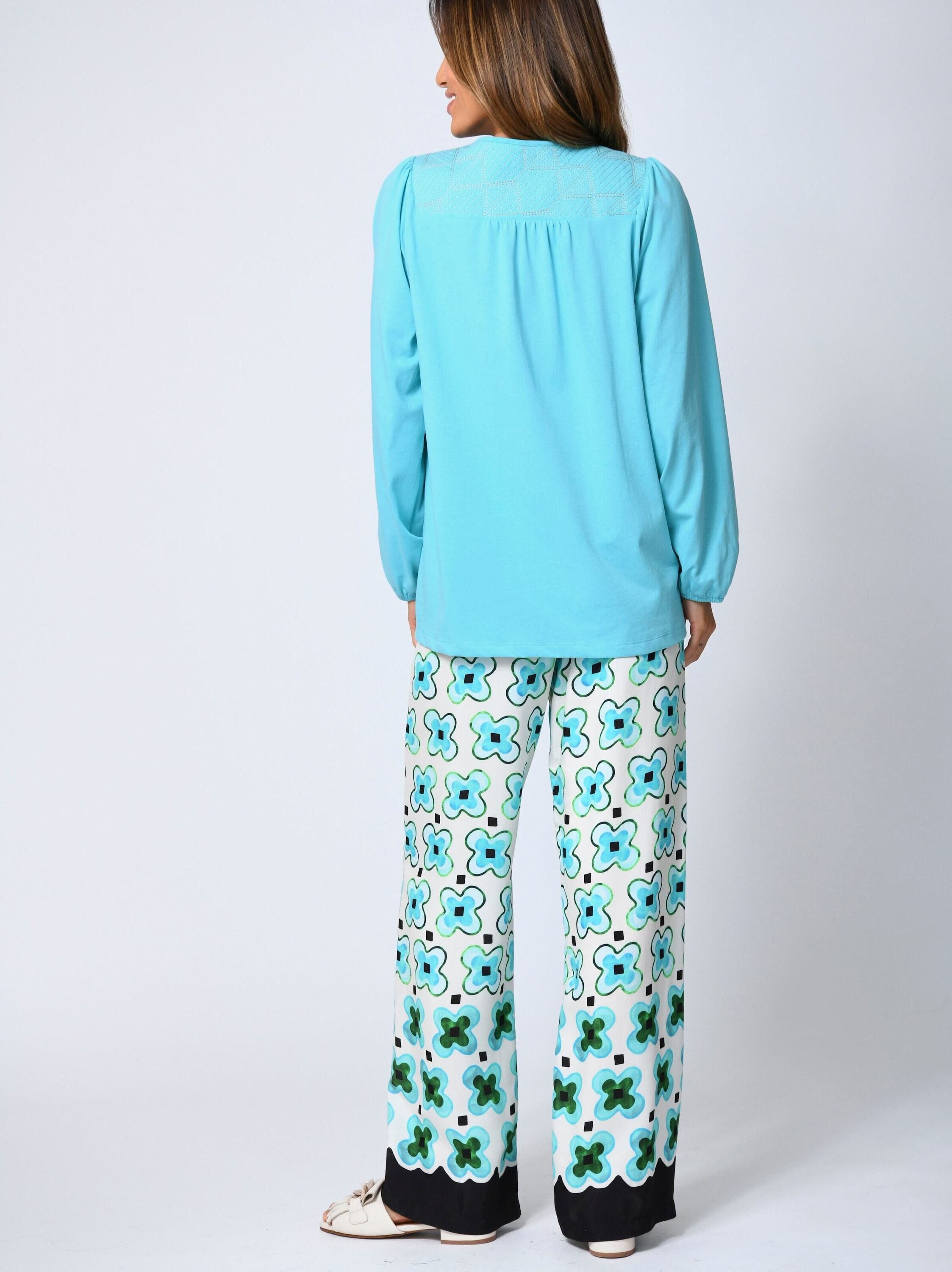 Alba Moda Tunika Bluse mit grafischer Stickerei