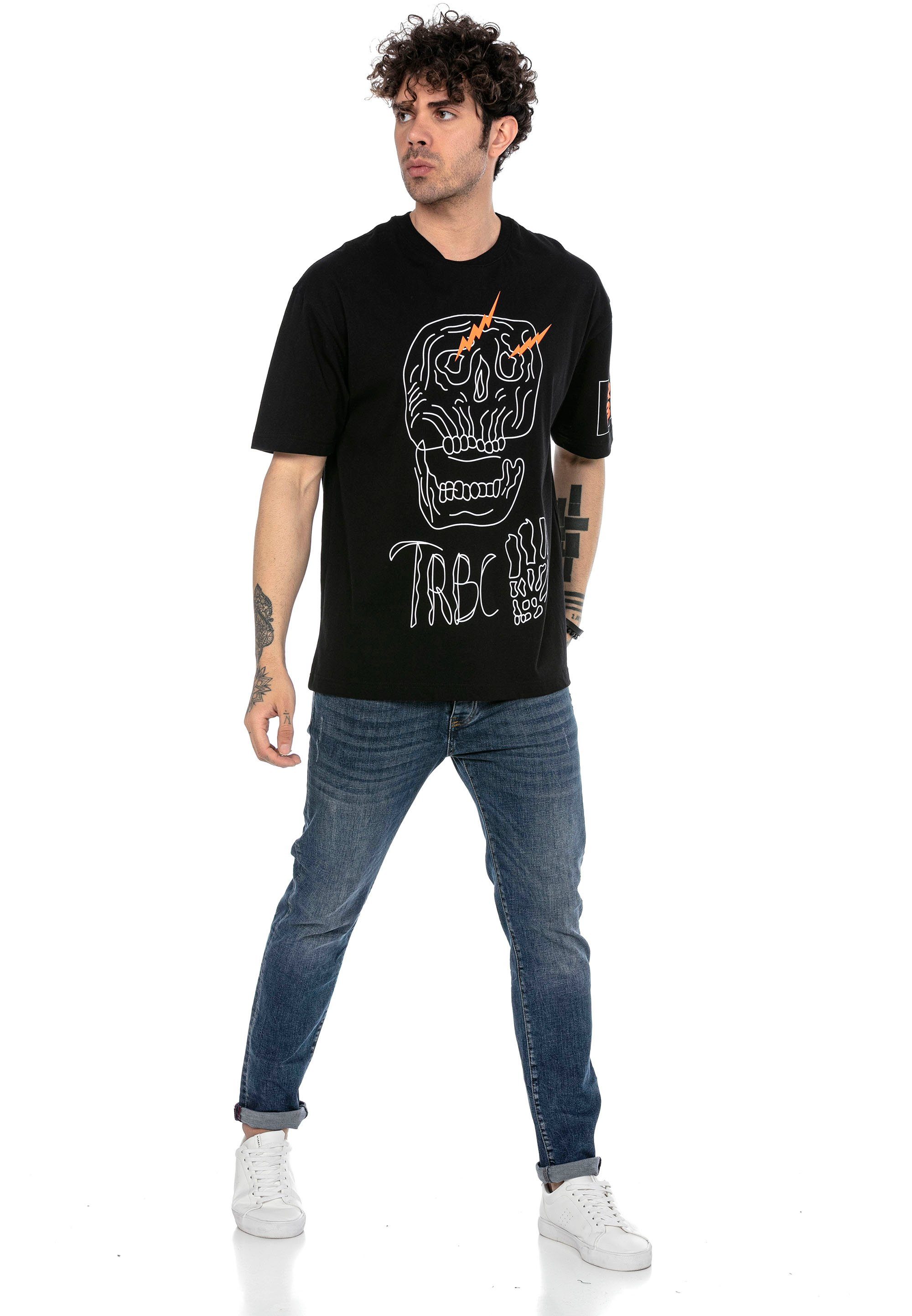 schwarz Totenkopf-Print T-Shirt RedBridge McAllen stylischem mit