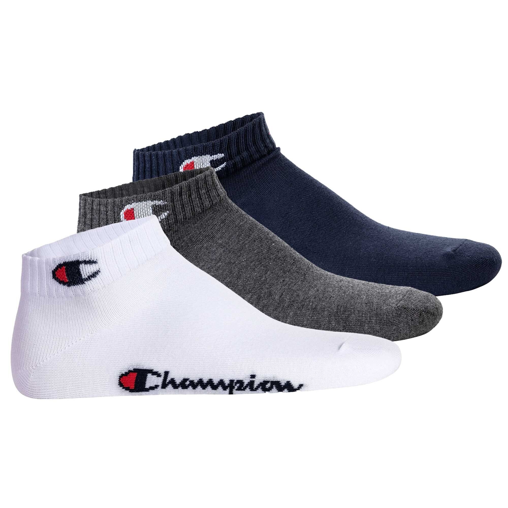 Champion Sportsocken Unisex Socken, 3 Paar - Quarter Socken Basic Blau/Weiß/Grau