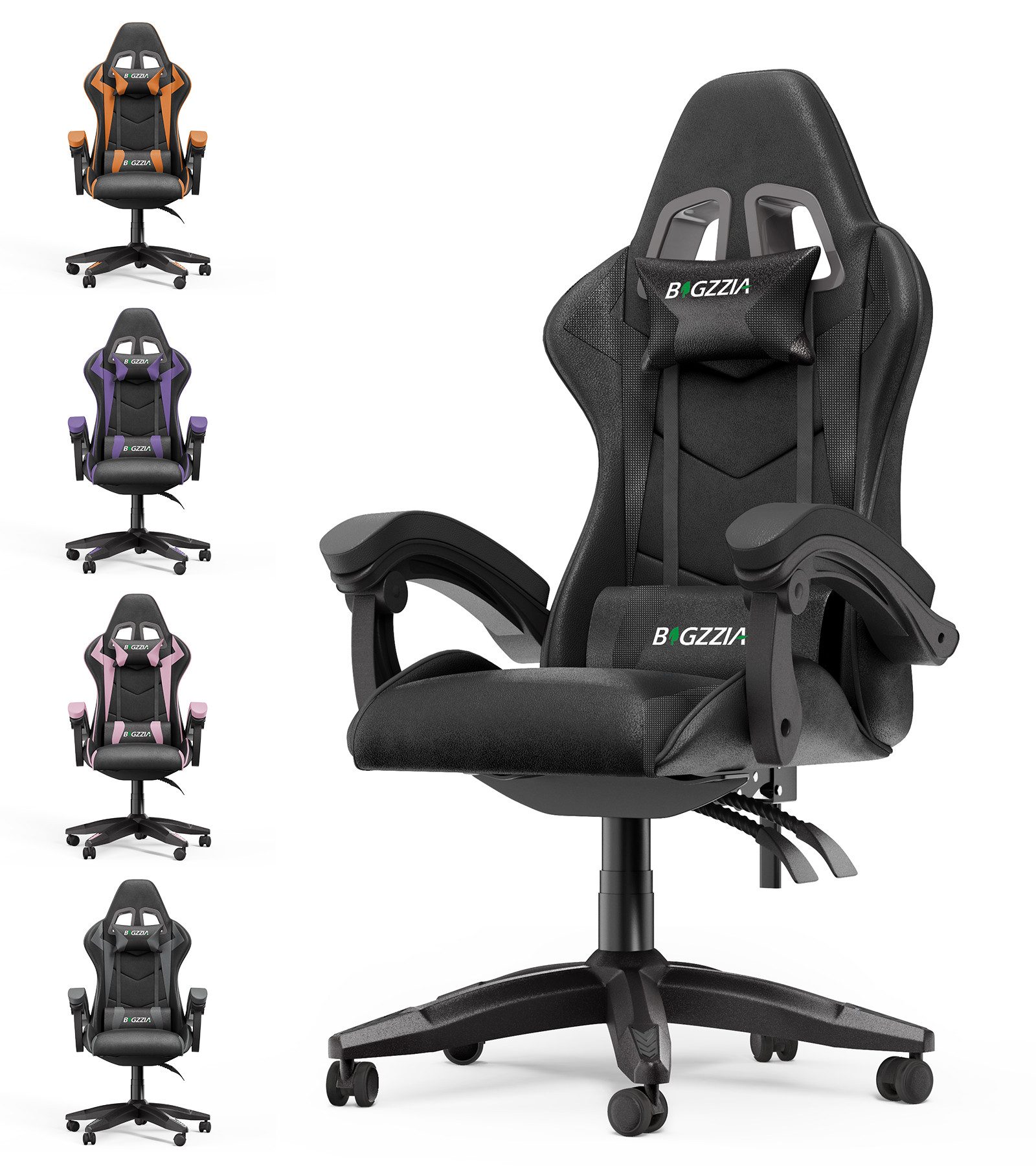 Gywowken Gaming-Stuhl Gaming Stuhl Ergonomisch - Gamer Stühle mit Lendenkissen, Gaming Chair Höhenverstellbar - 90-135° Rückenlehne