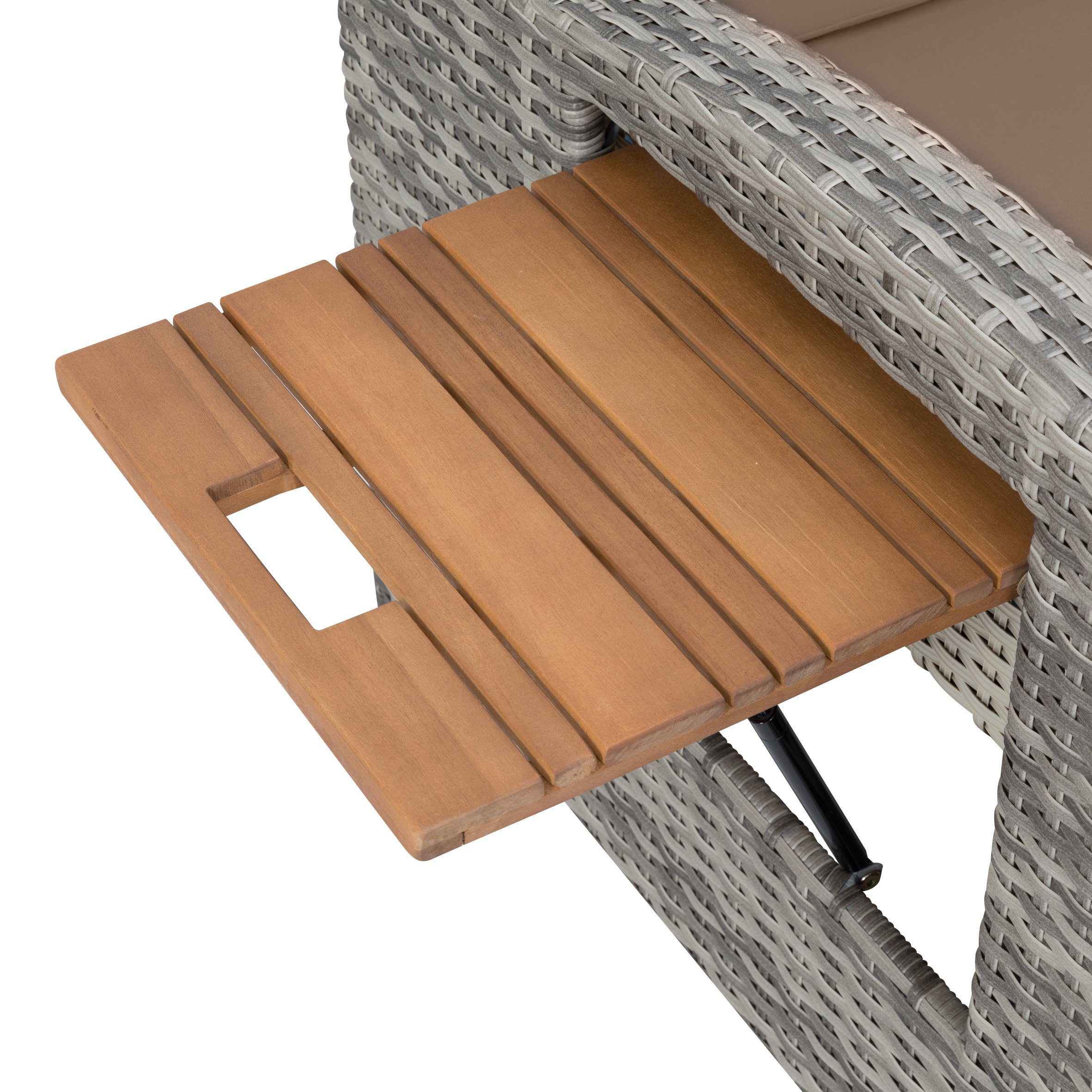 Greemotion Gartenlounge-Set Gartensofa 2-Sitzer Liegefunktion Bahia Style Rattan Beige wetterfest, inkl. Kissen