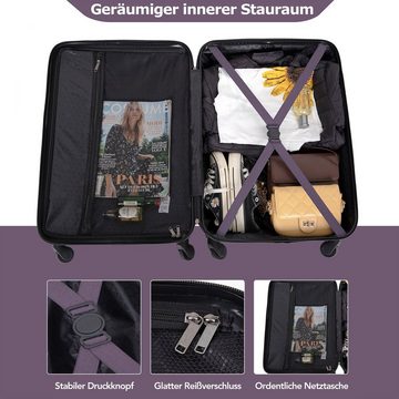 Ulife Trolleyset Kofferset-Reisekoffer, ABS-Material, 4 Rollen, (Set, 3 tlg., Hartschalen-Trolley Set), mit TSA Zollschloss