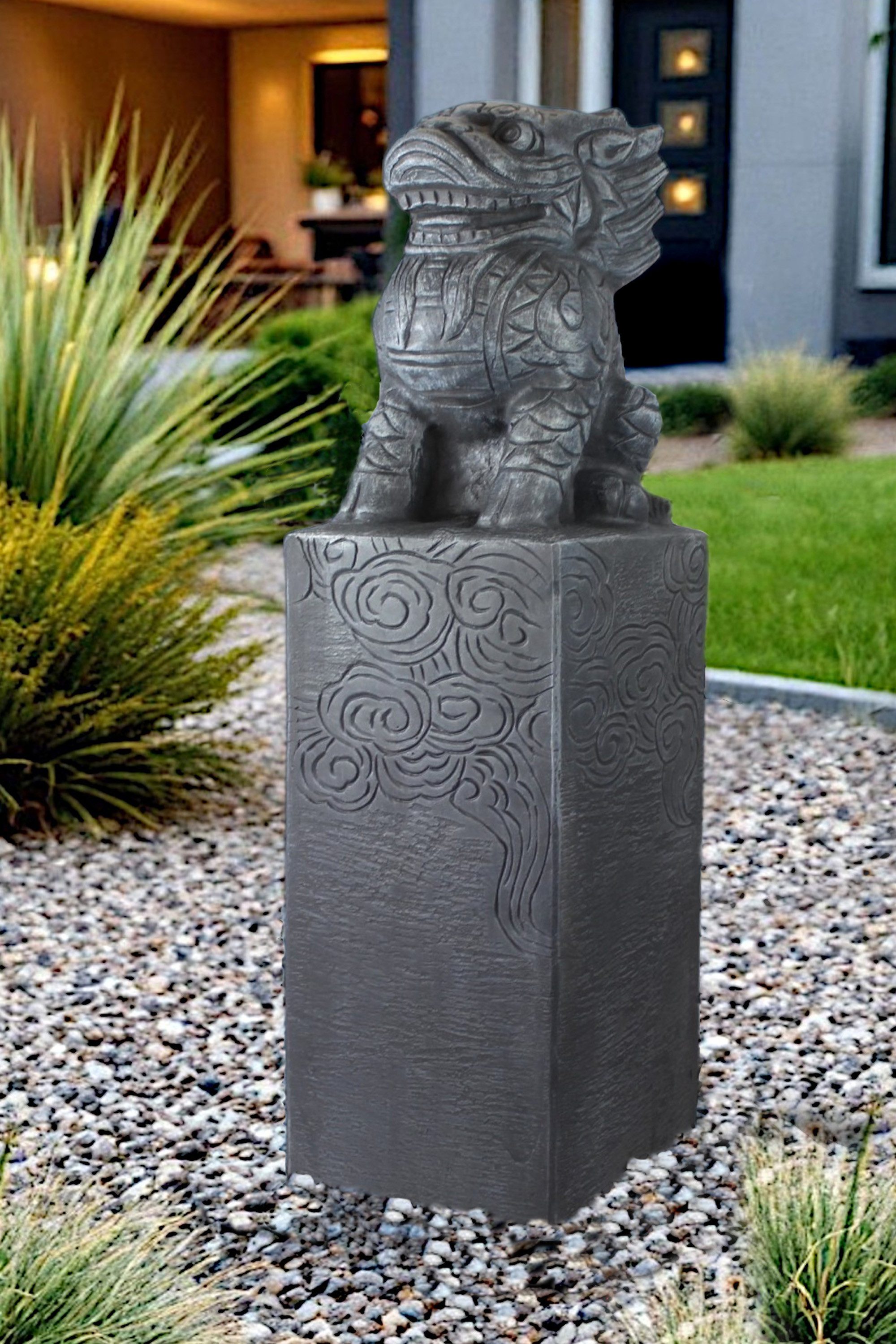 Arnusa Gartenfigur Asiatische Drachen-Stele 79 cm Wetterfeste Gartendeko in günstig online kaufen