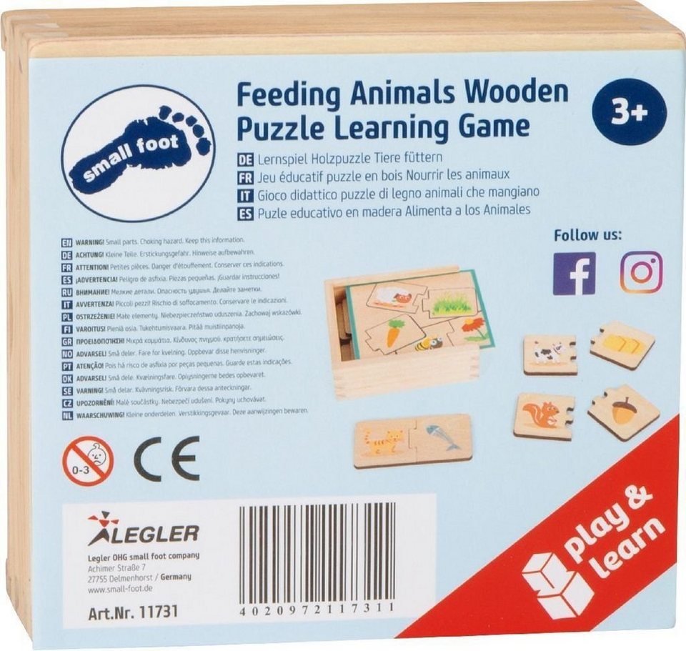 Puzzleteile Tiere füttern, Legler Puzzle Puzzle-Box