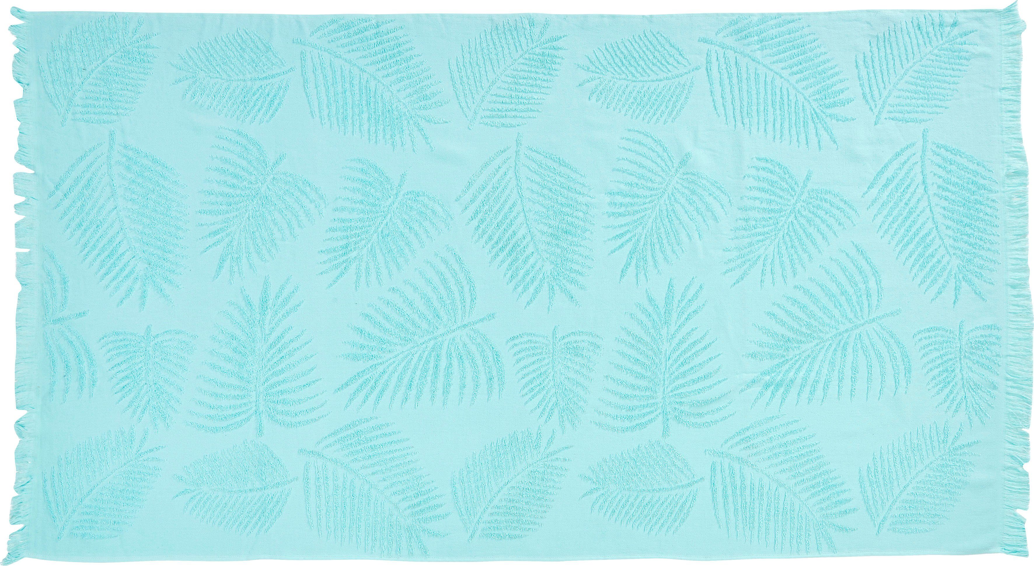 Leaves, done.® Palm mint Fransen gemustert, (1-St), Hamamtücher Frottier-Innenseite, mit Frottier Hamam saugfähige